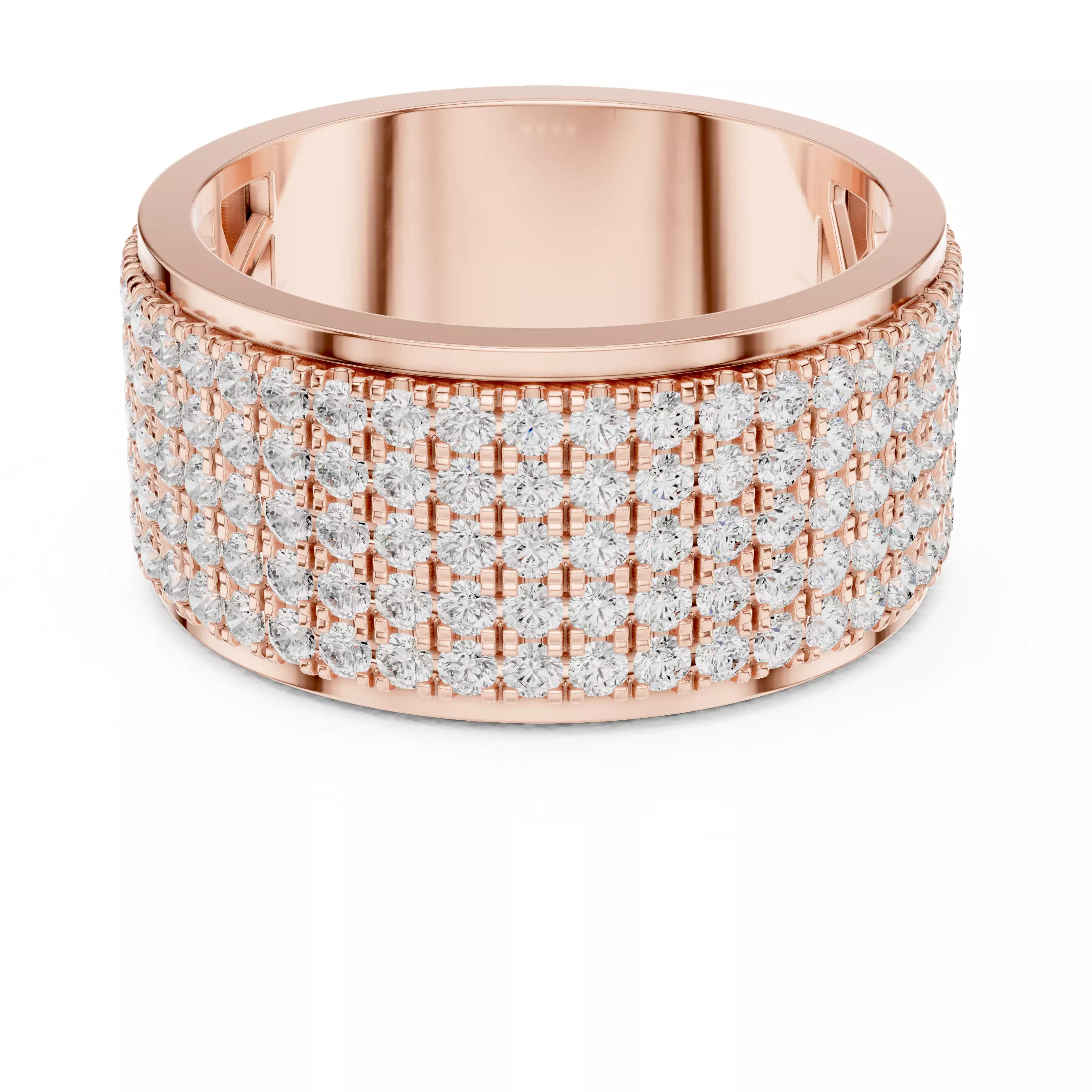 Five Row Round Diamond Pave Set Wedding Band 3DM STL Video 3D print model
