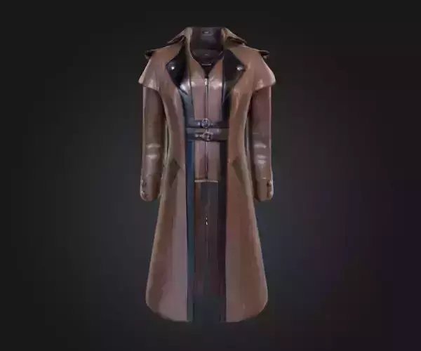 Dark Trenchcoat Elegance Low-poly 3D model