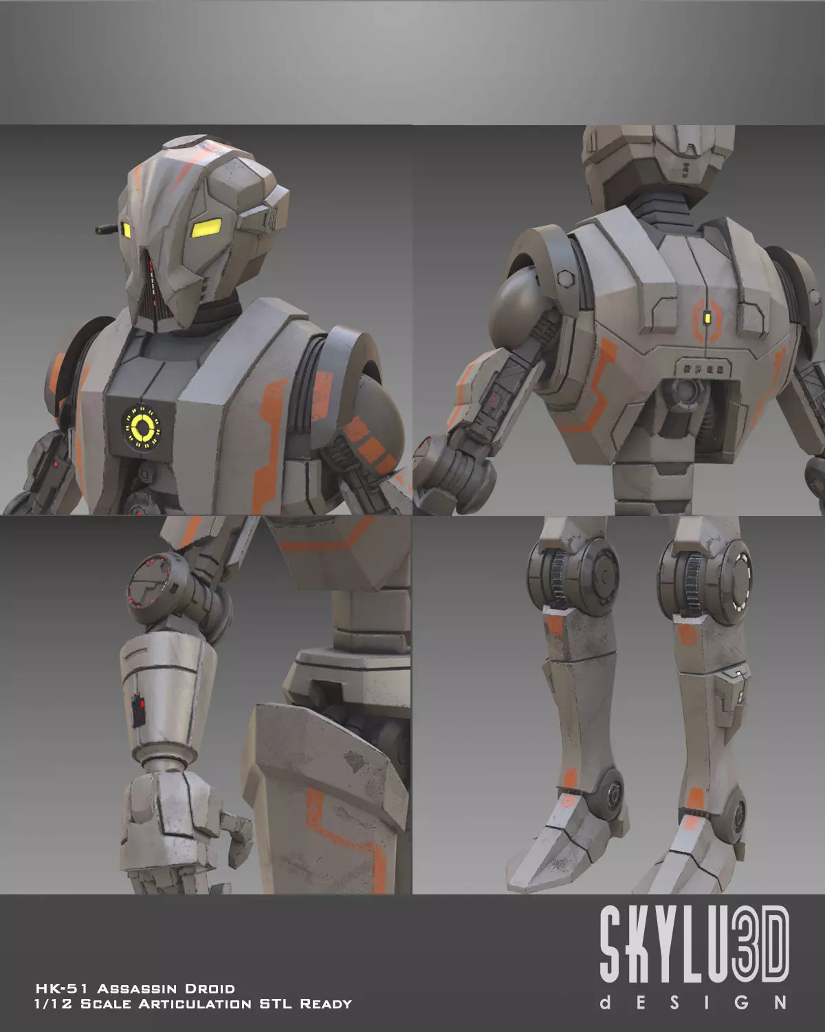 HK-51 Assassin Droid One12 Scale Articulation STL Files 3D print model_1