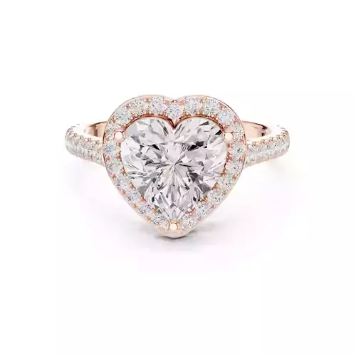 Heart Cut Halo Diamond Engagement Wedding Ring 3DM STL Video