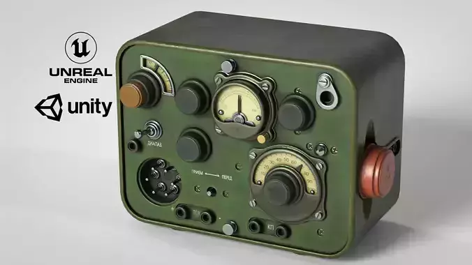 Soviet WWII Military Radio Communication Device  Game Ready Low-poly 3D model
