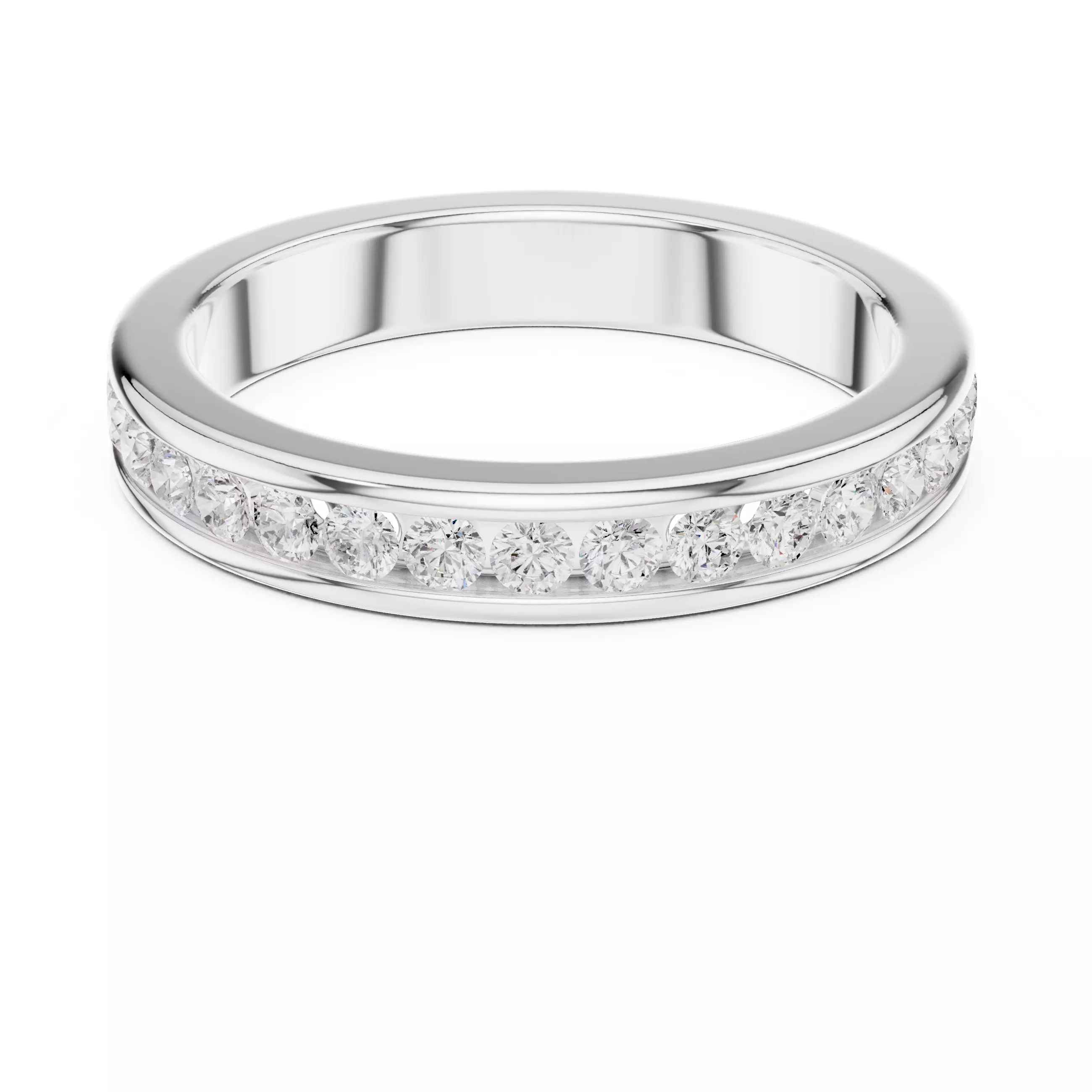 Channel Set Round Cut Half Eternity Wedding Band 3DM STL Video 3D print model_2