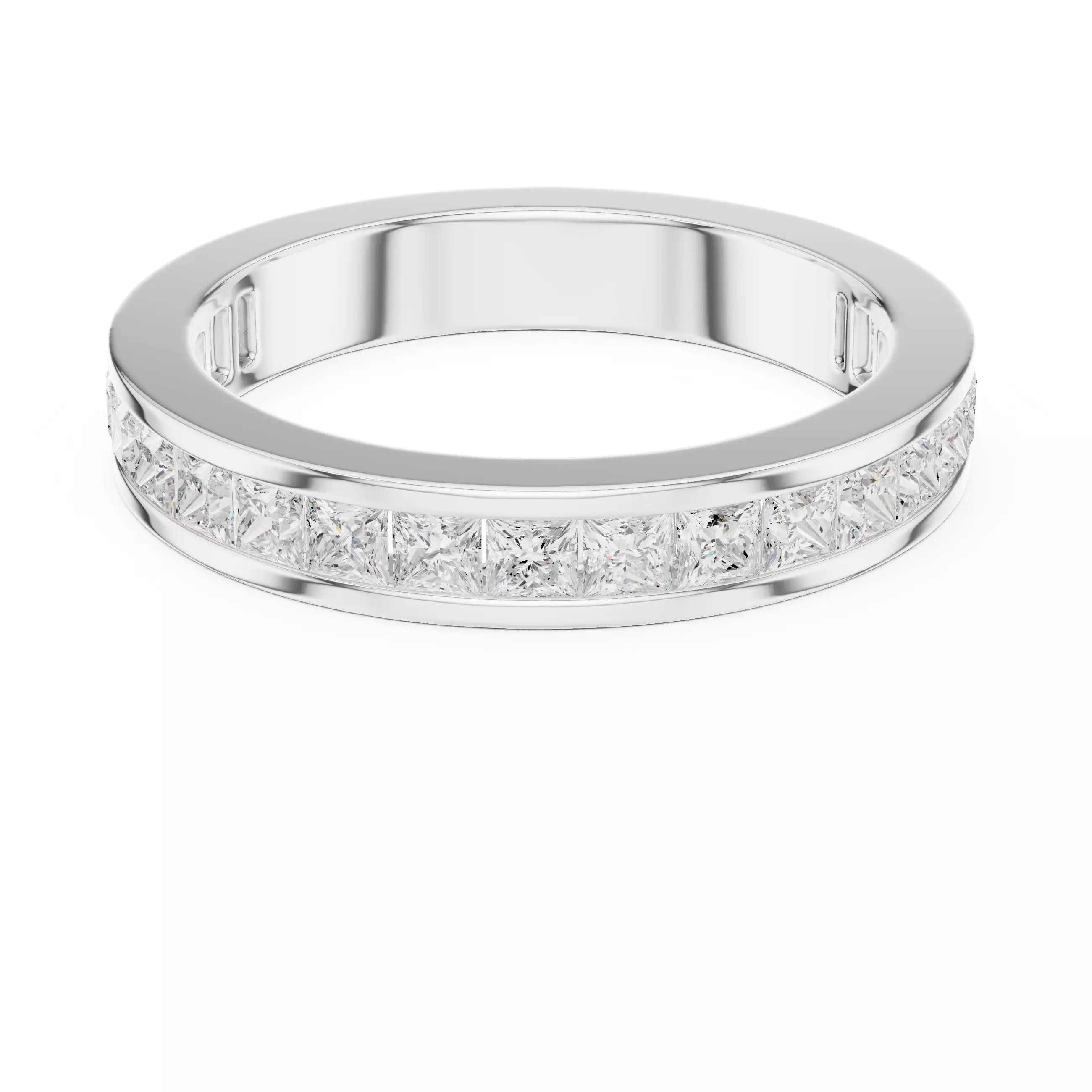 2mm Princess Cut Channel Set Stacking Wedding Band 3DM STL Video 3D print model_11