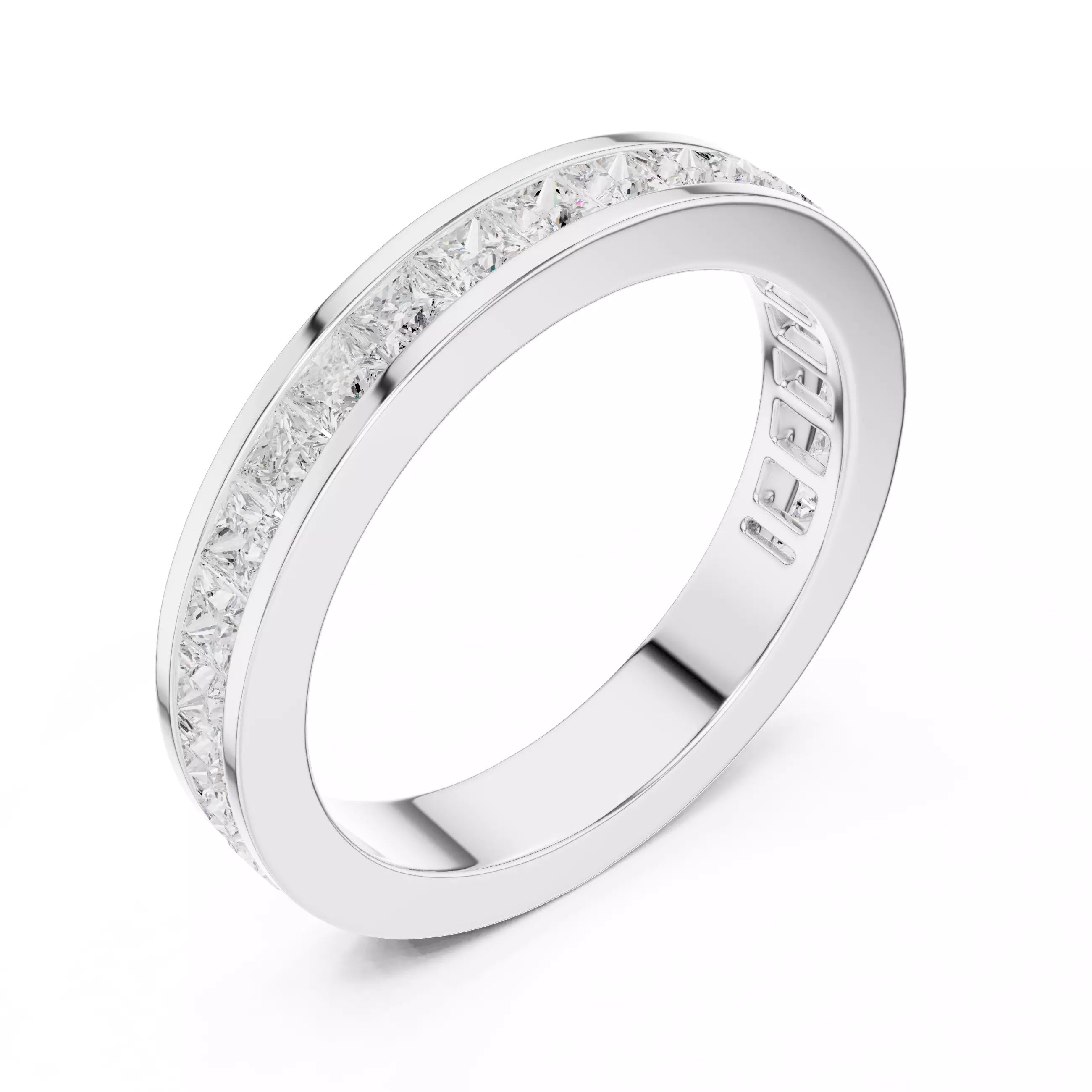 2mm Princess Cut Channel Set Stacking Wedding Band 3DM STL Video 3D print model_10