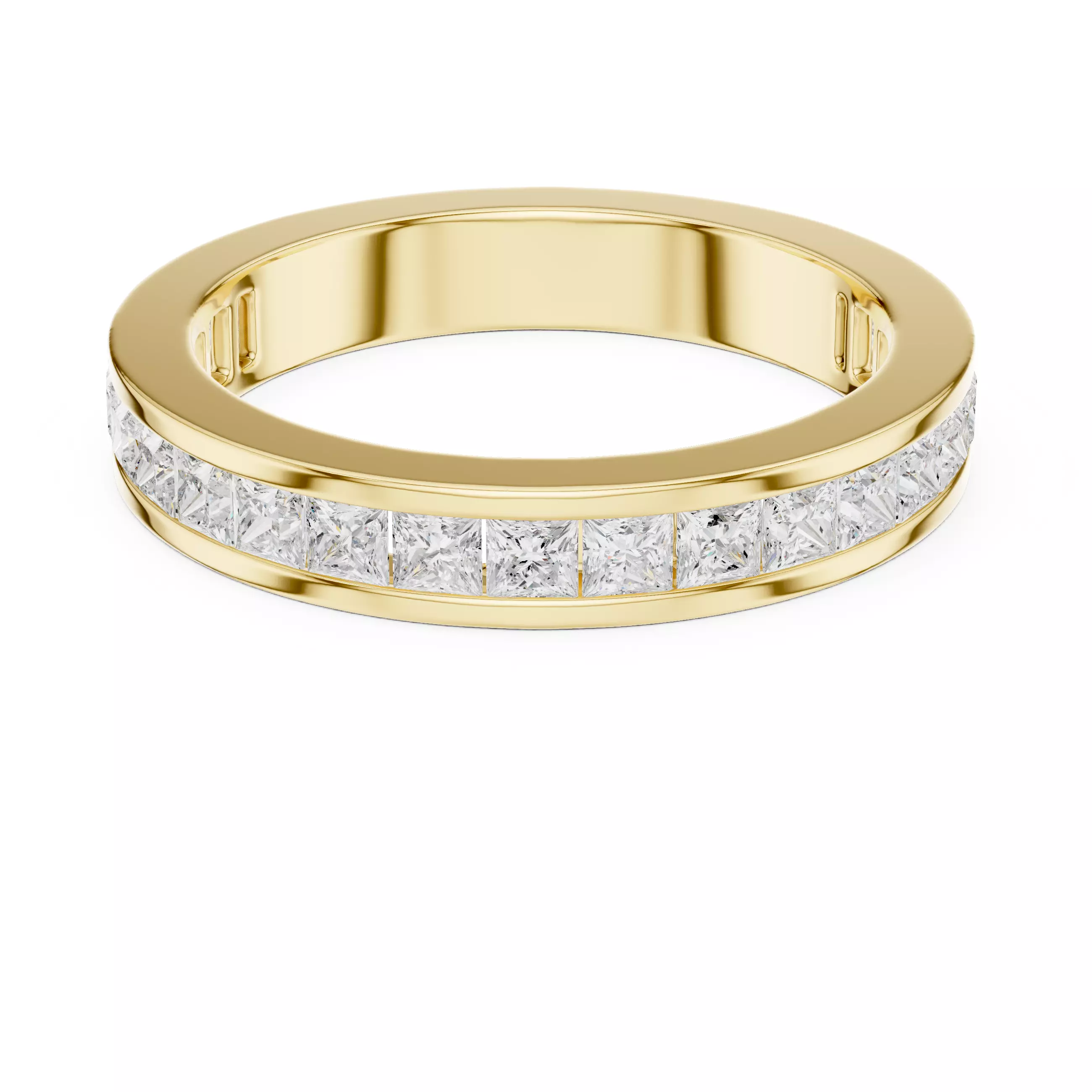 2mm Princess Cut Channel Set Stacking Wedding Band 3DM STL Video 3D print model_8