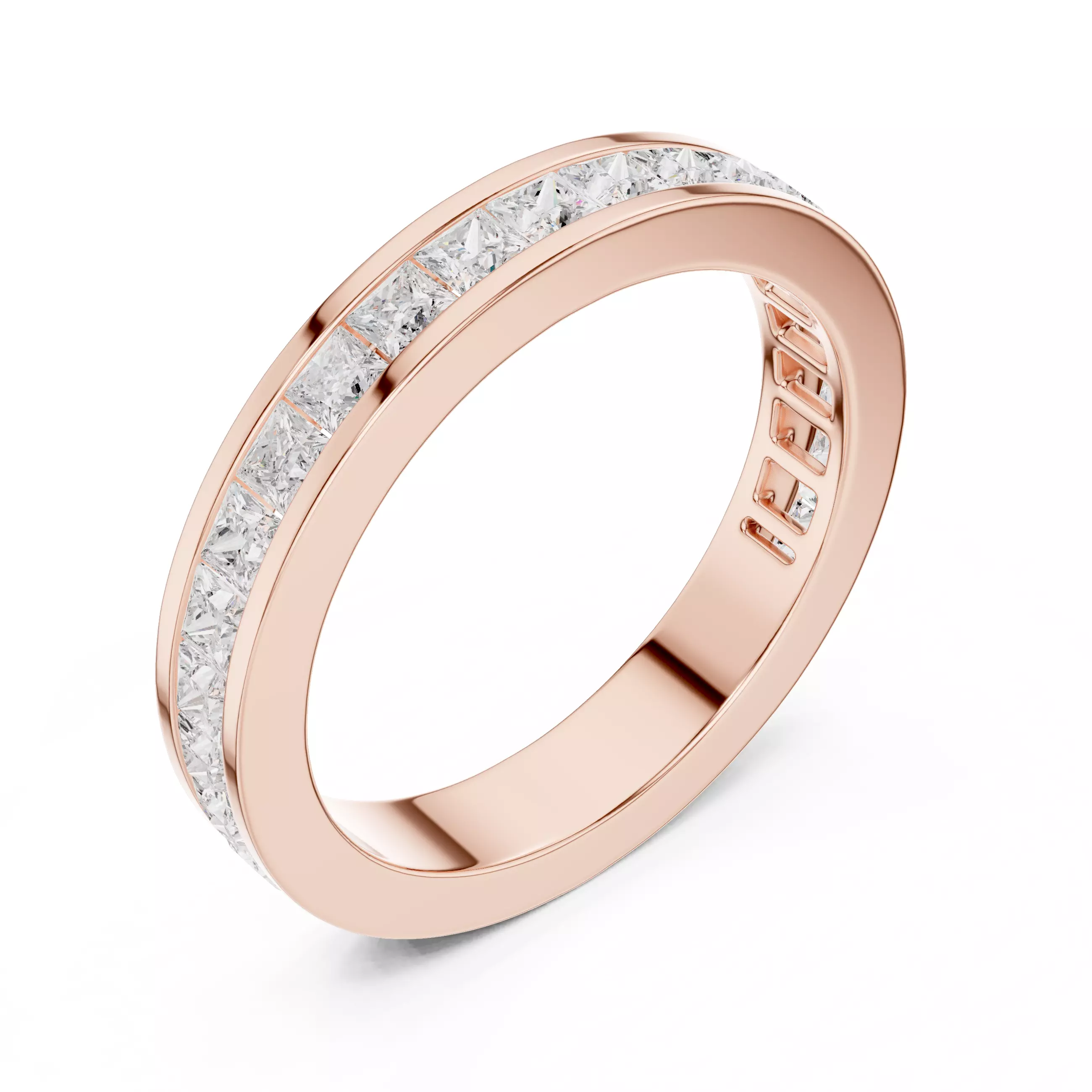 2mm Princess Cut Channel Set Stacking Wedding Band 3DM STL Video 3D print model_4