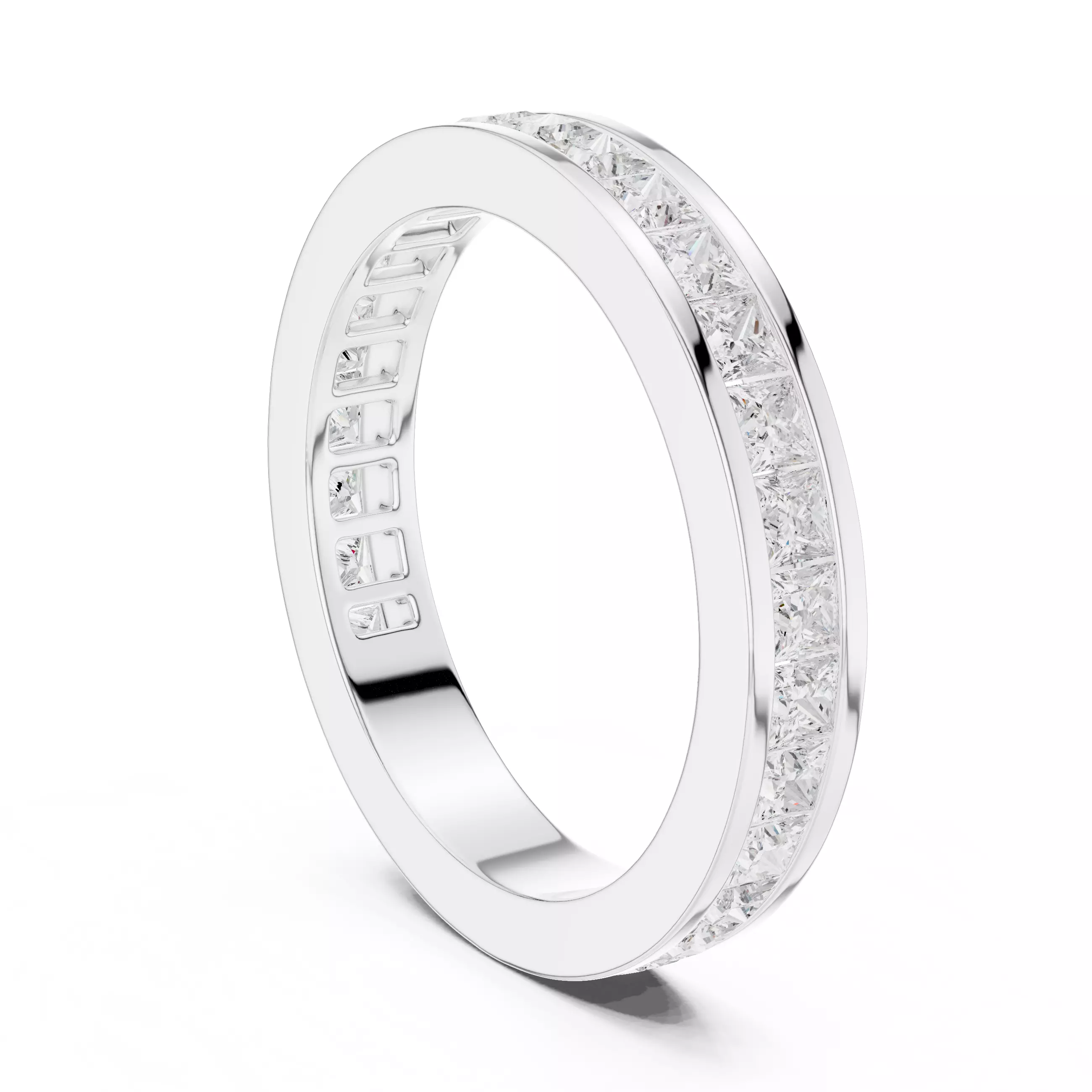 2mm Princess Cut Channel Set Stacking Wedding Band 3DM STL Video 3D print model_9