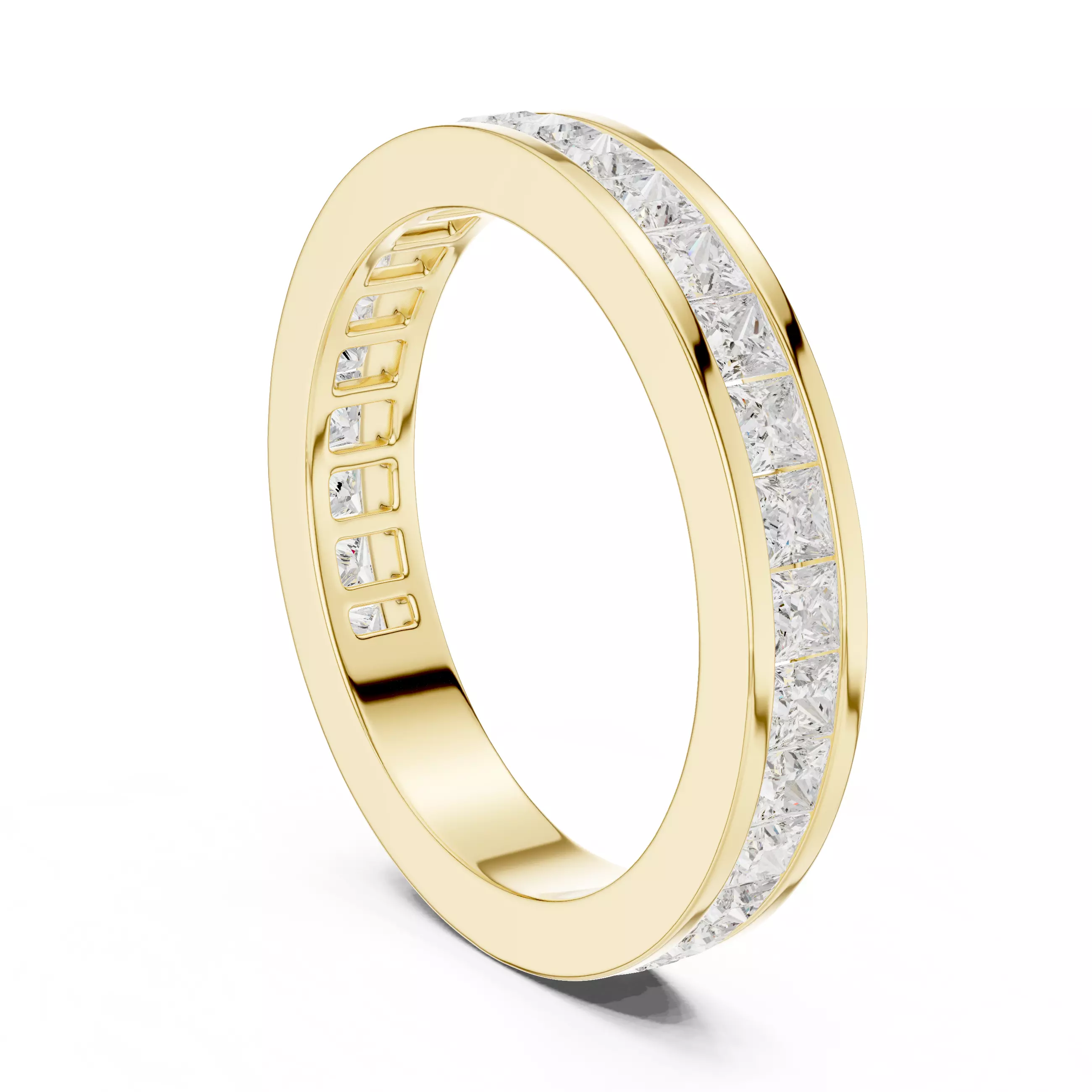 2mm Princess Cut Channel Set Stacking Wedding Band 3DM STL Video 3D print model_6