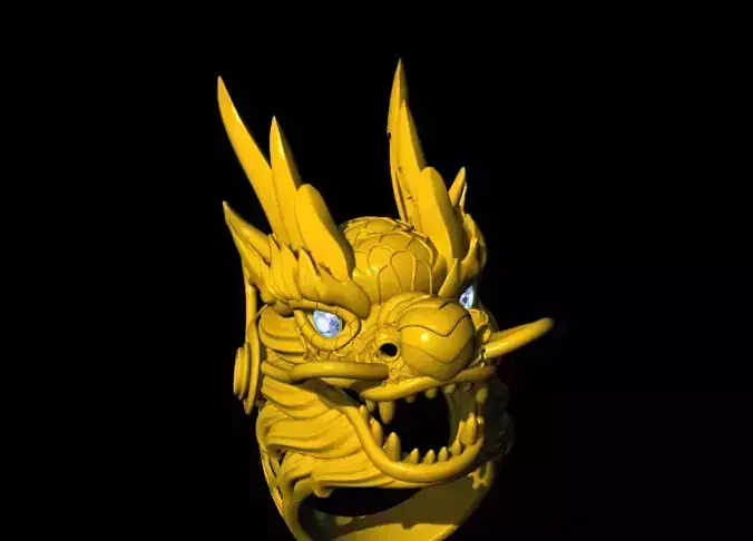 unique dragon face ring