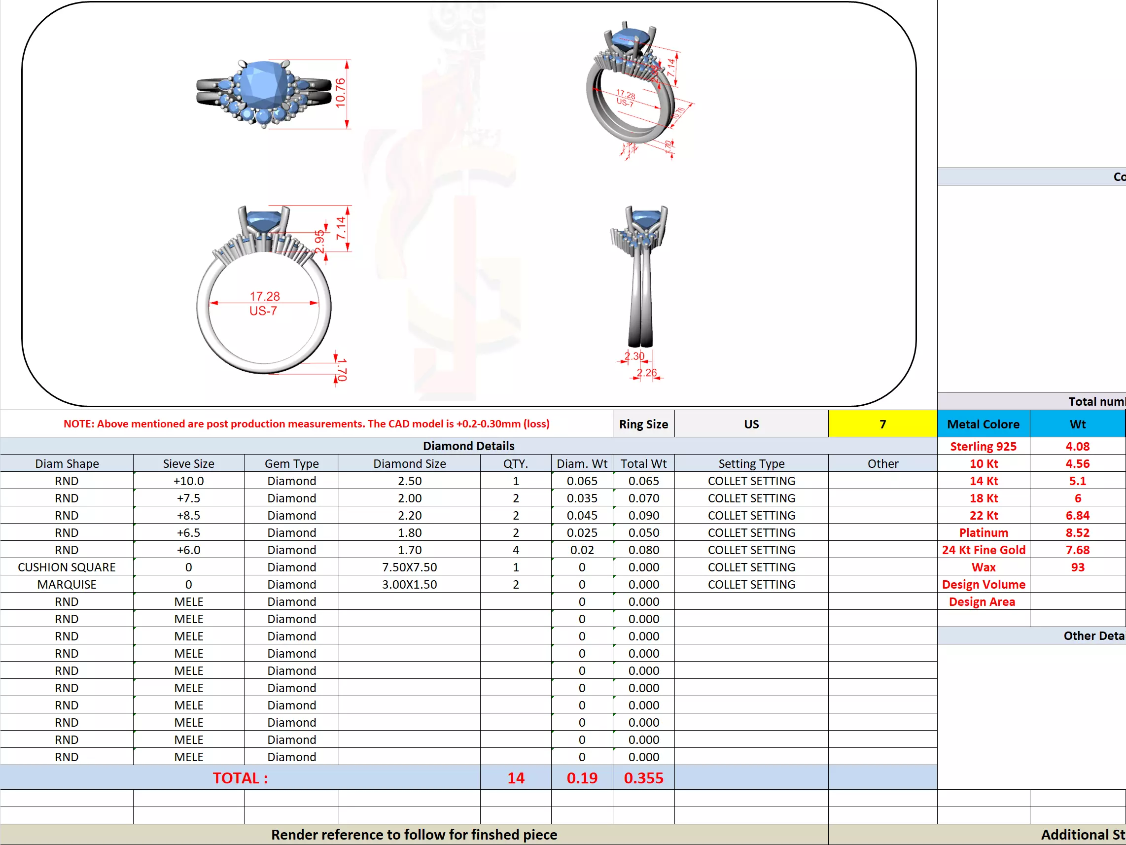 Cushion Cut Diamond Engagement Wedding Ring 3DM STL Video 3D print model_13