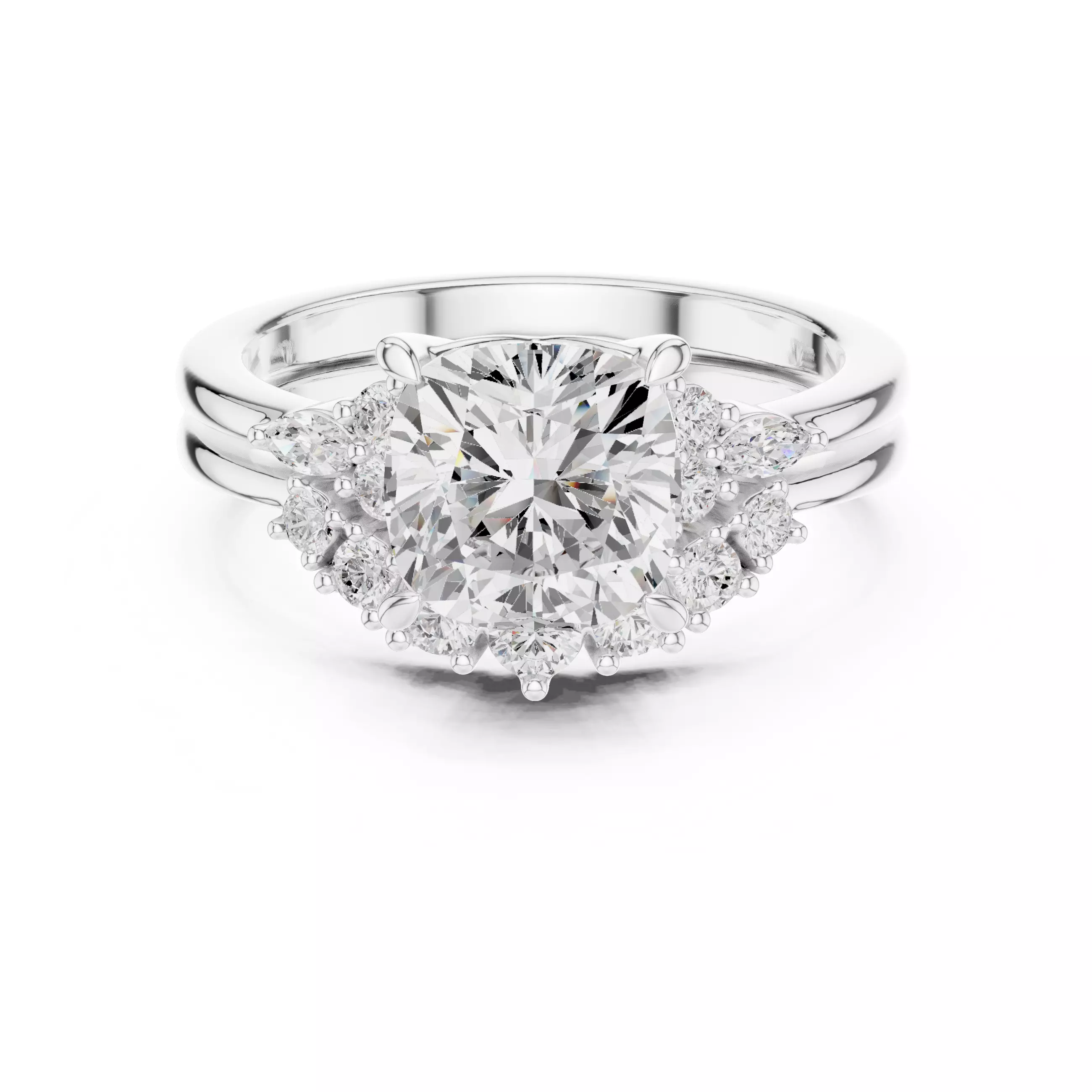 Cushion Cut Diamond Engagement Wedding Ring 3DM STL Video 3D print model_2