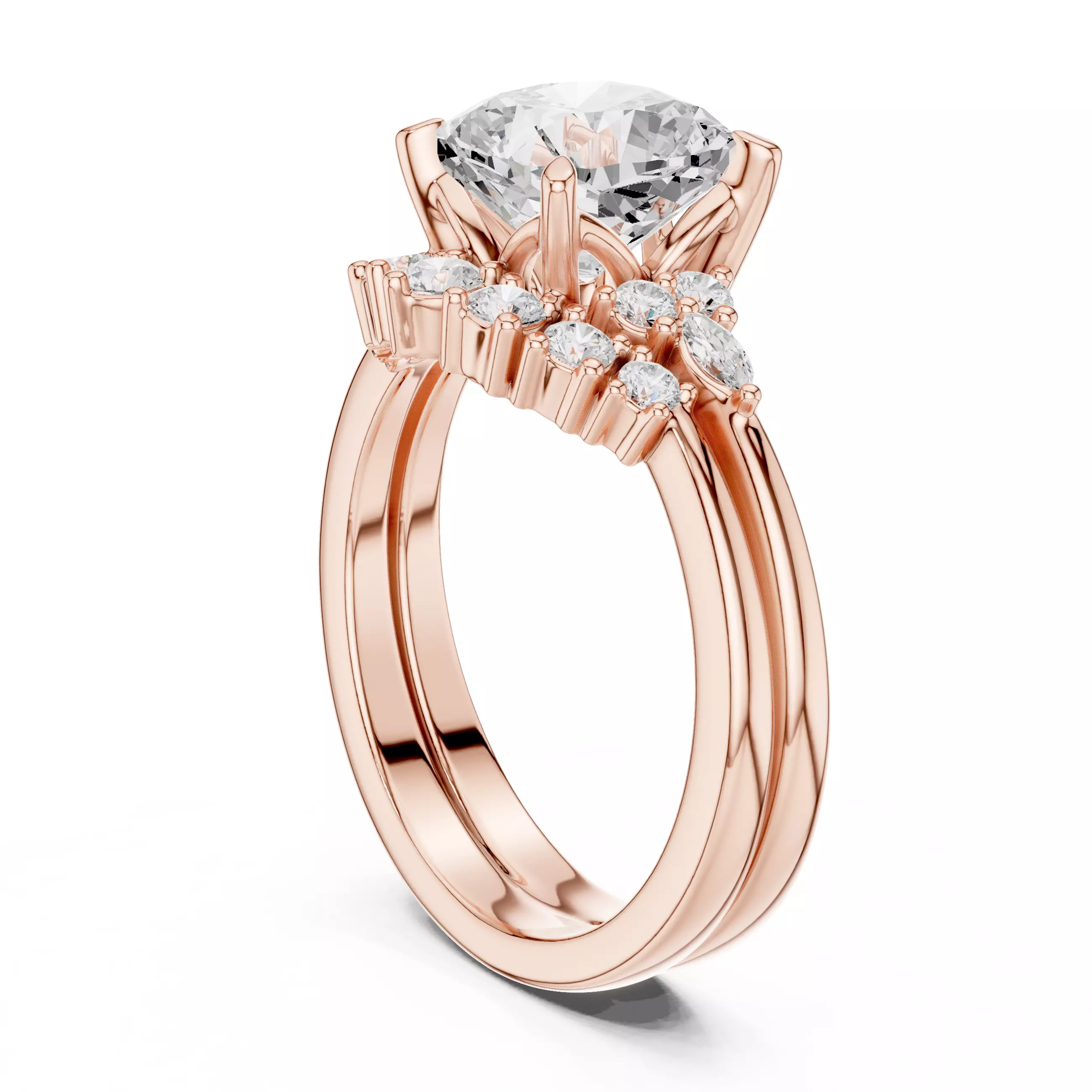 Cushion Cut Diamond Engagement Wedding Ring 3DM STL Video 3D print model_3