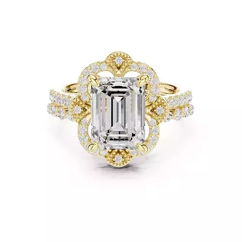 Emerald Cut Diamond Engagement Wedding Ring Set 3DM STL Video