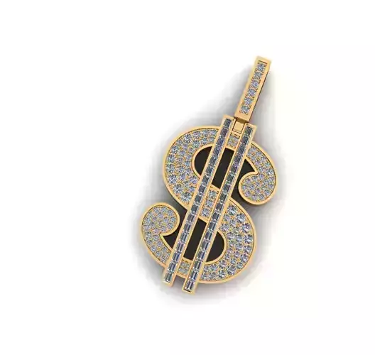 S-shaped Pendant Gold Baguette CG19