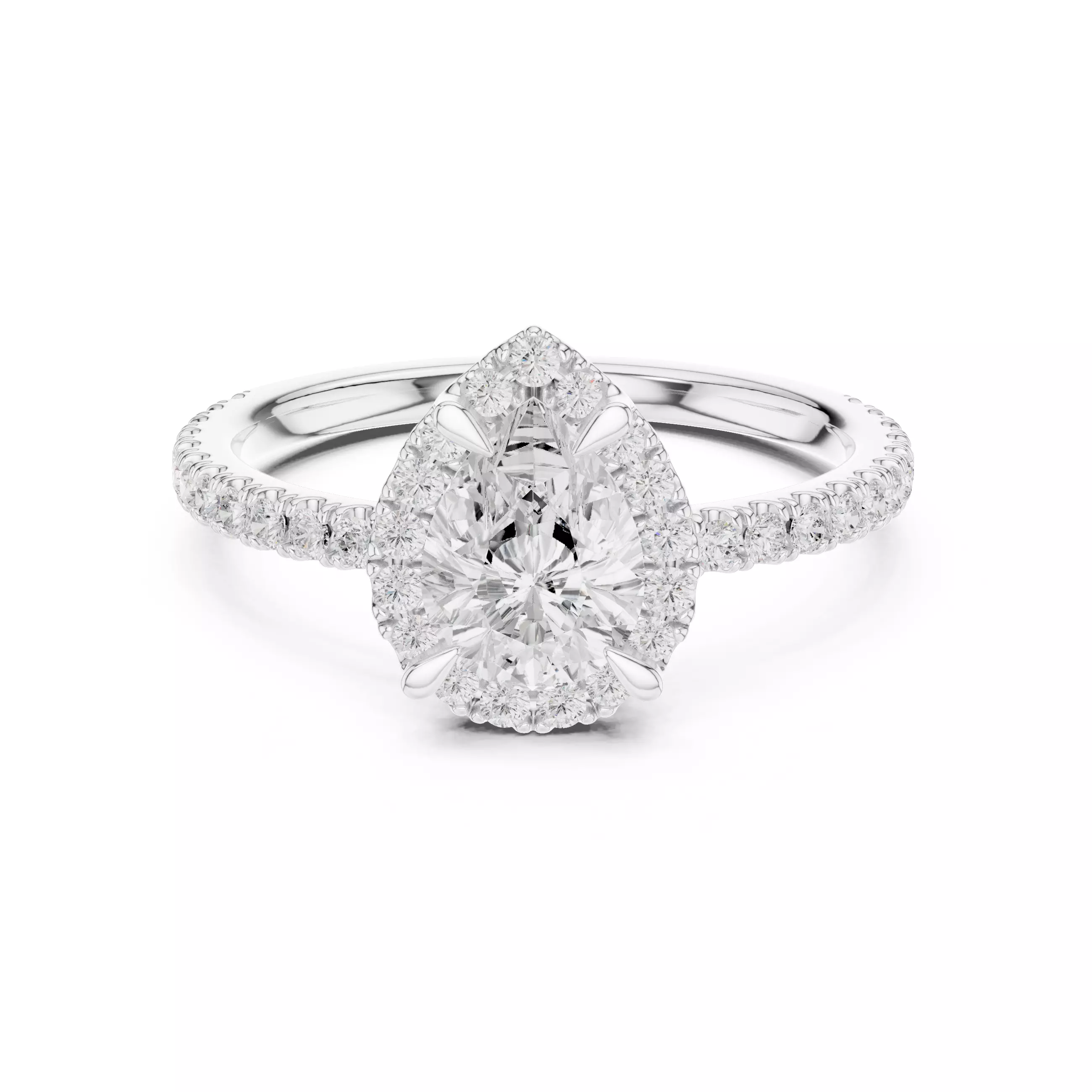  Diamond On Prong Pear Cut Engagement Wedding Ring 3DM STL Video 3D print model_2