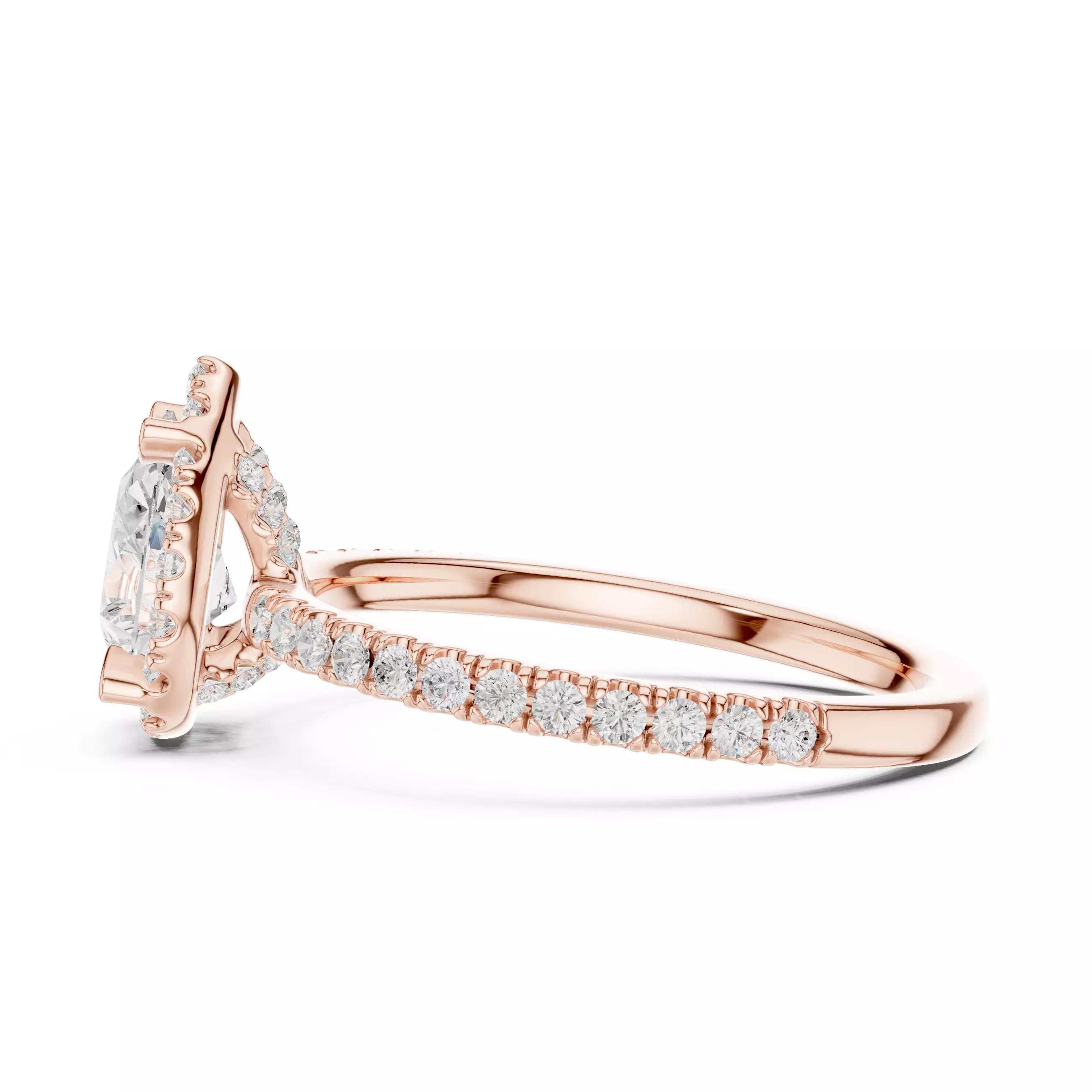  Diamond On Prong Pear Cut Engagement Wedding Ring 3DM STL Video 3D print model_5