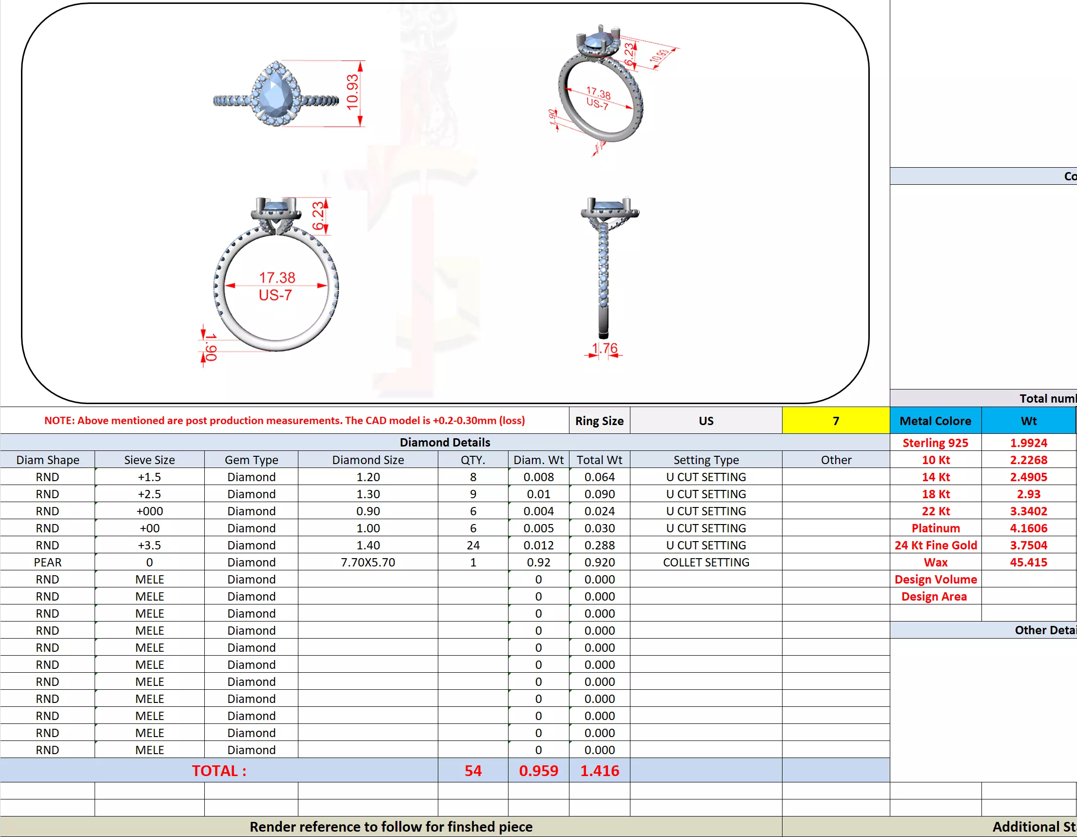  Diamond On Prong Pear Cut Engagement Wedding Ring 3DM STL Video 3D print model_13