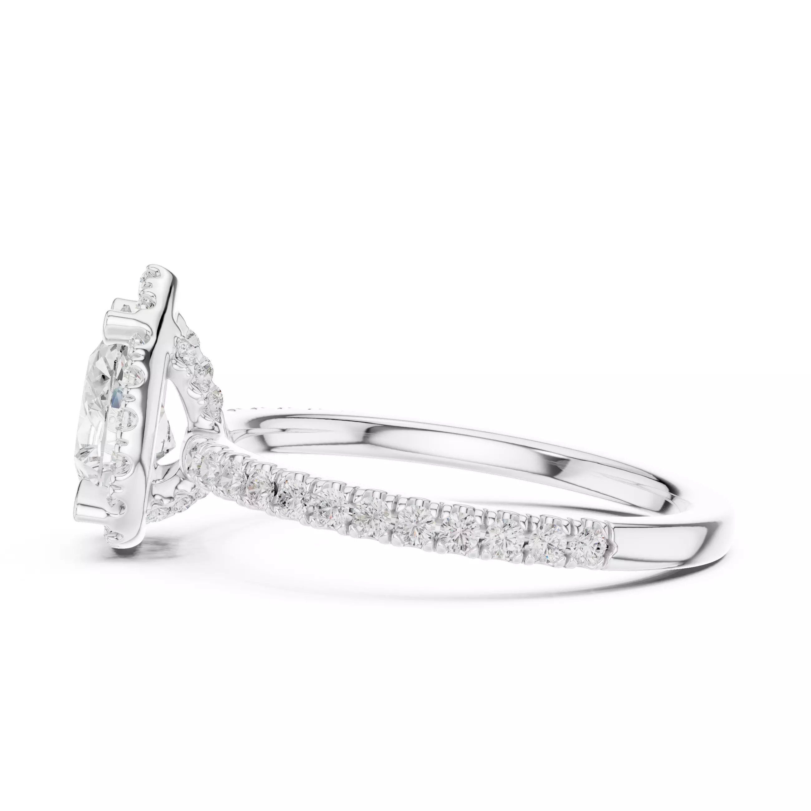  Diamond On Prong Pear Cut Engagement Wedding Ring 3DM STL Video 3D print model_11