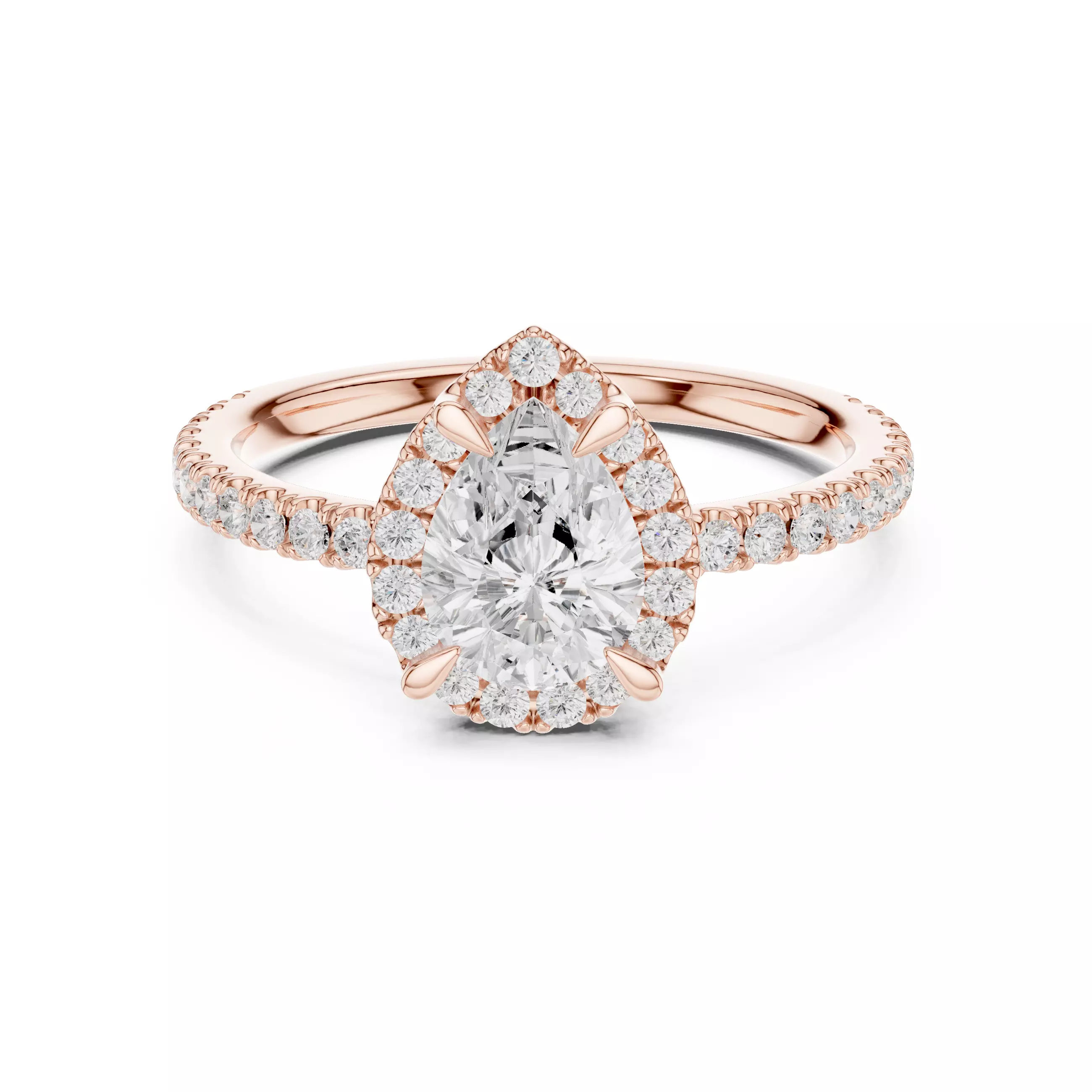  Diamond On Prong Pear Cut Engagement Wedding Ring 3DM STL Video 3D print model_0