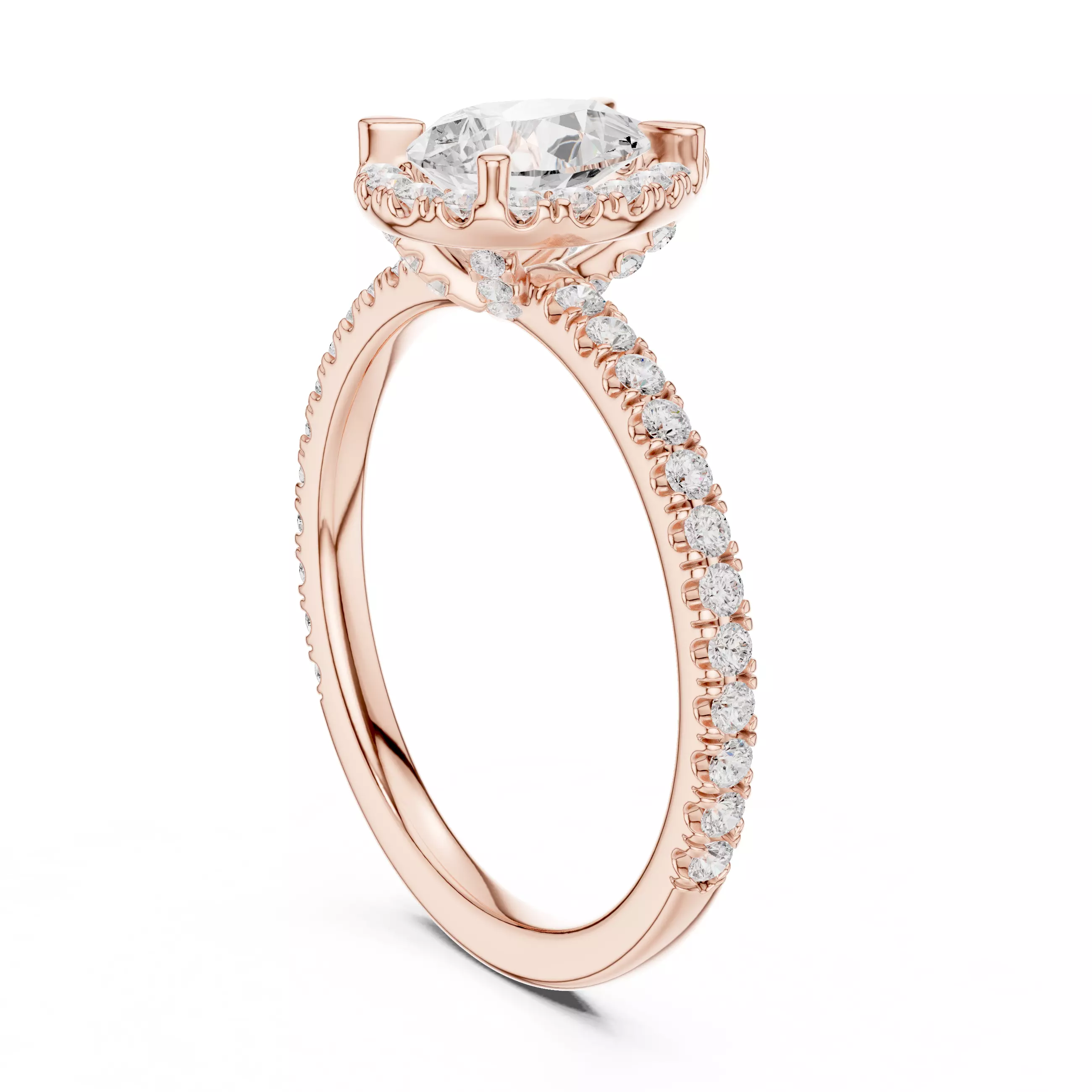  Diamond On Prong Pear Cut Engagement Wedding Ring 3DM STL Video 3D print model_3