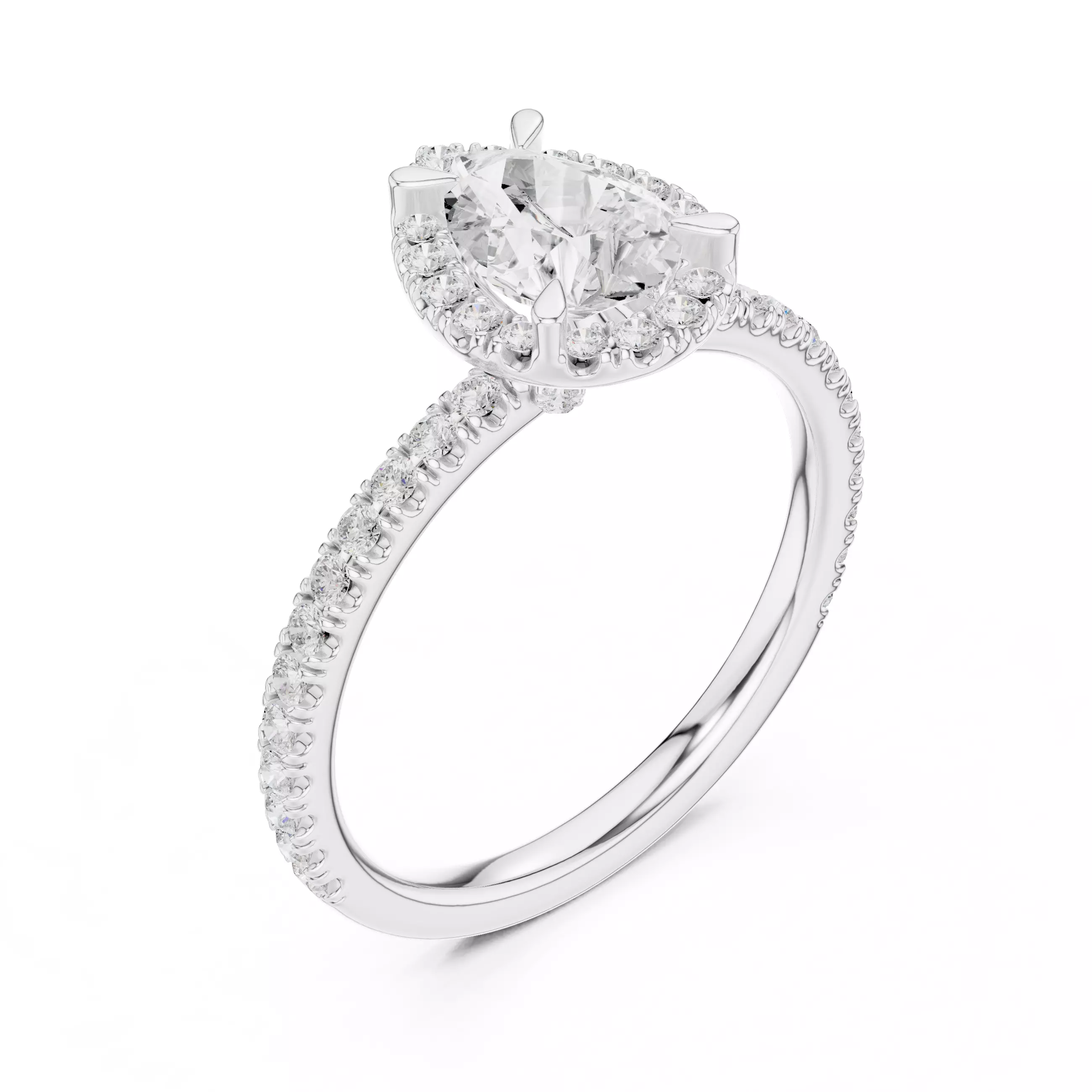  Diamond On Prong Pear Cut Engagement Wedding Ring 3DM STL Video 3D print model_10