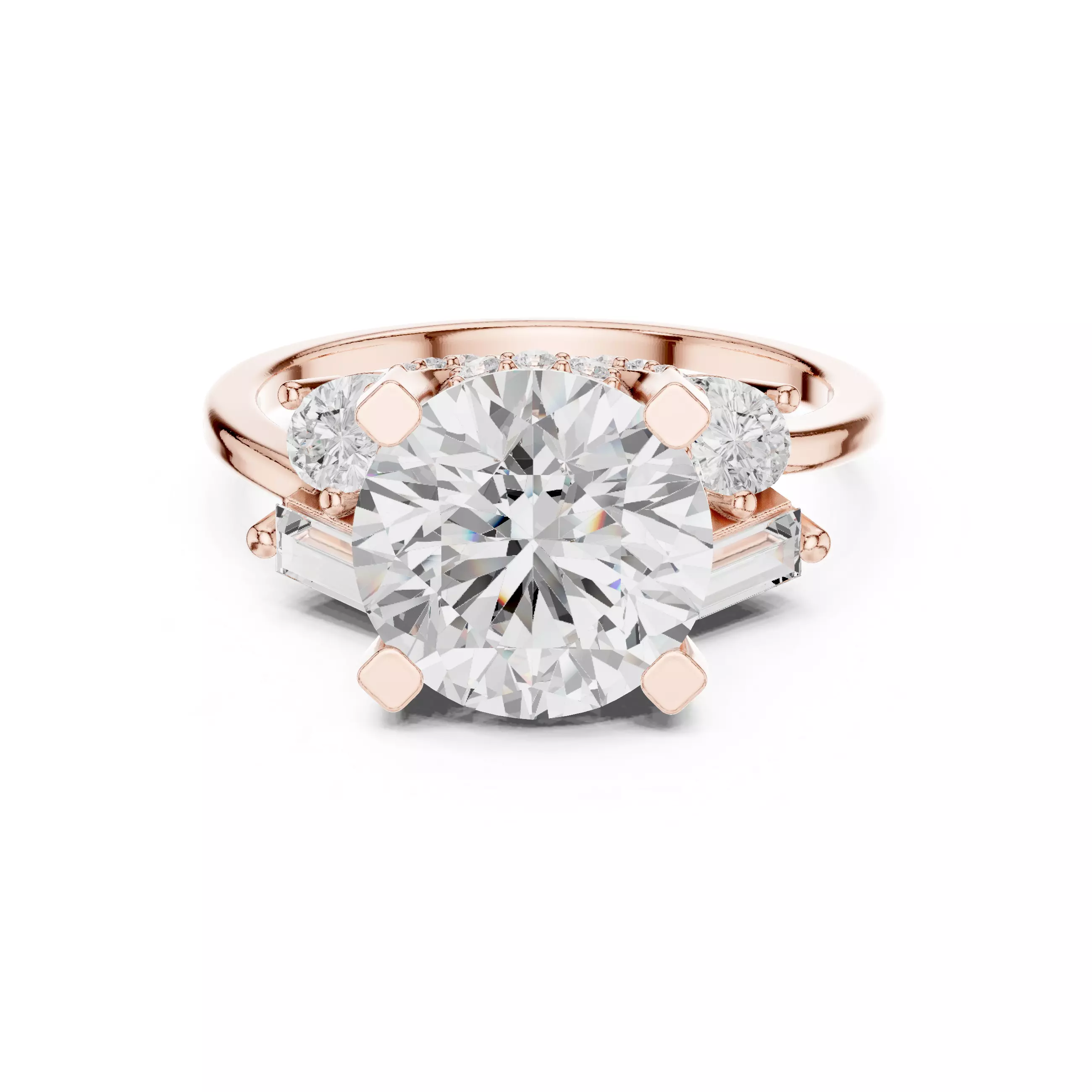 Round Cut Diamond Engagement Wedding Ring 3DM STL Video 3D print model
