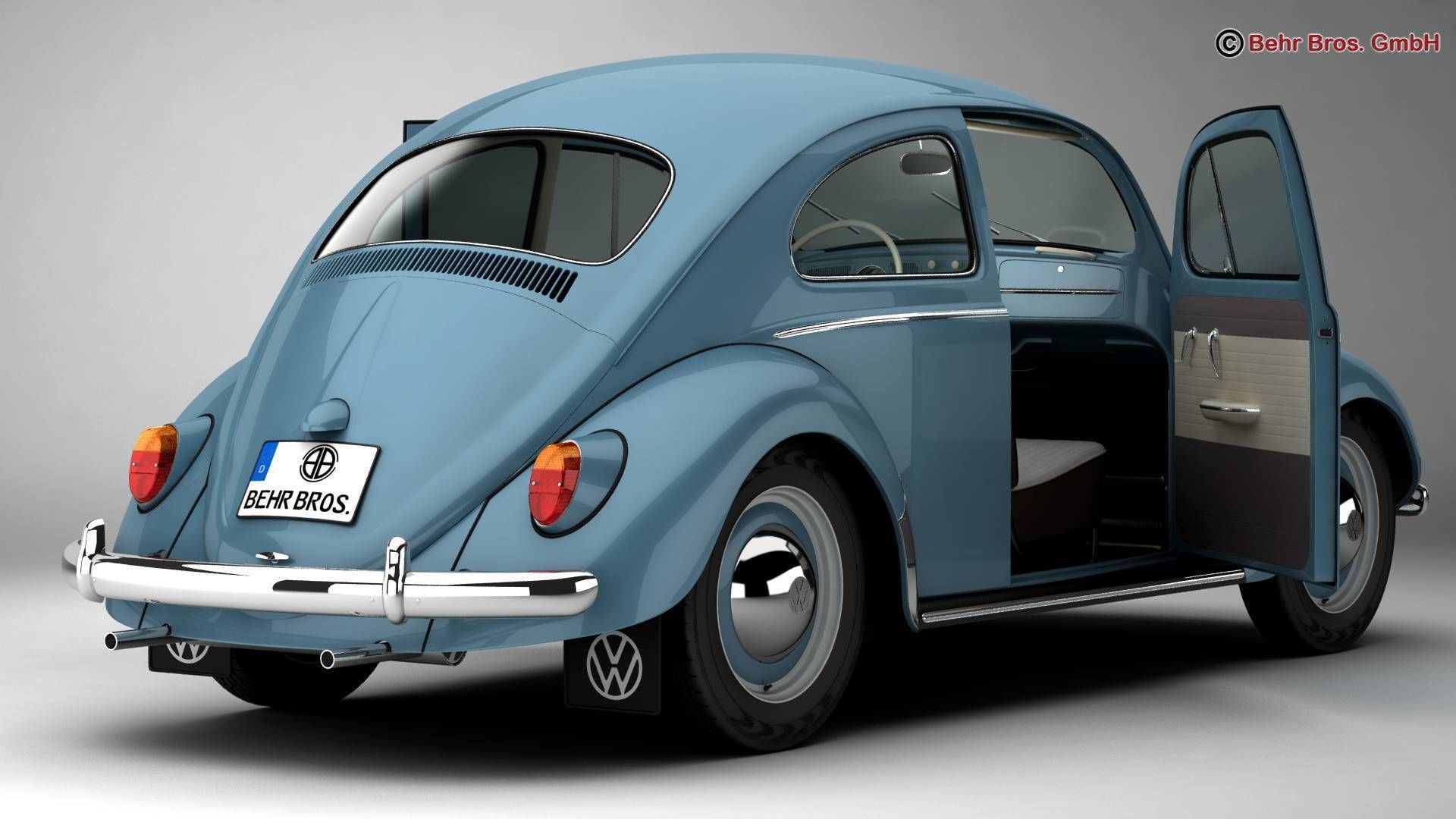 Volkswagen Beetle 1963 1200 Deluxe 3D model_4