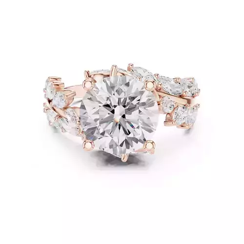 Bypass Shank Marquise and Round Cut Wedding Ring 3DM STL Video