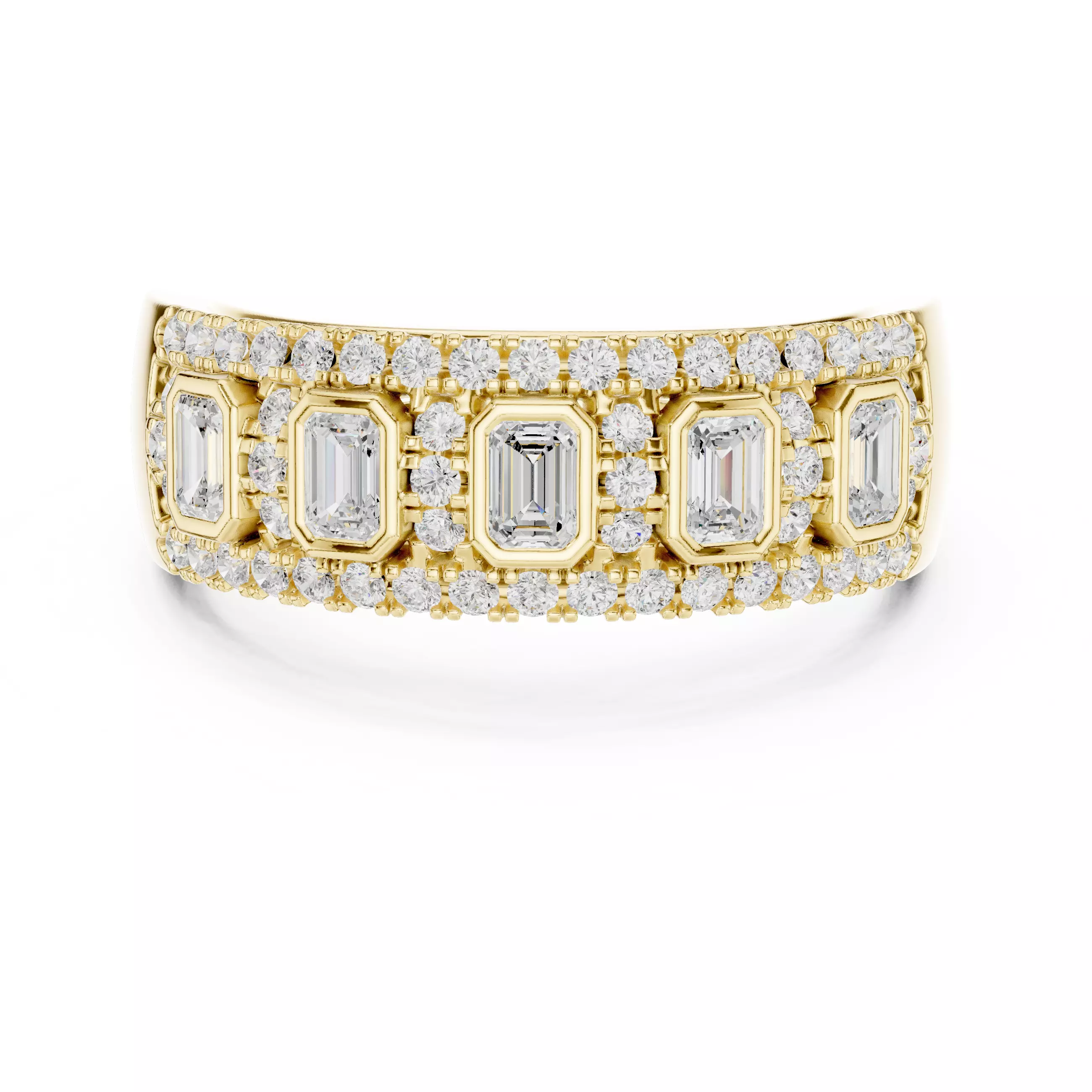 Emerald Bezel Set Diamond Engagement Wedding Ring 3DM STL Video 3D print model_1