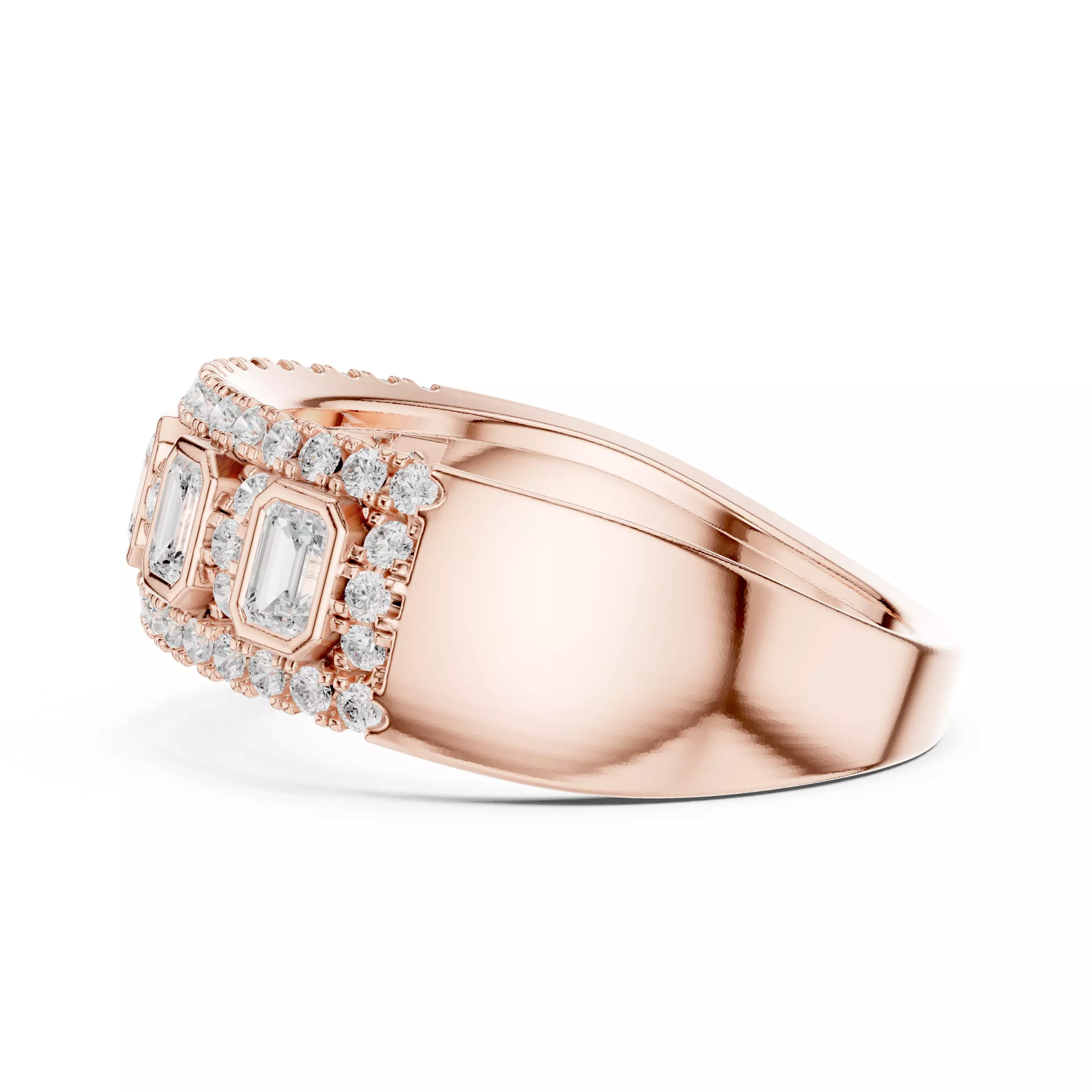 Emerald Bezel Set Diamond Engagement Wedding Ring 3DM STL Video 3D print model_5