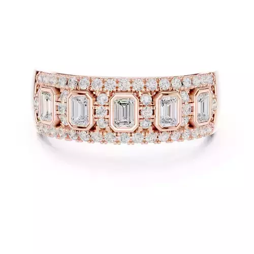 Emerald Bezel Set Diamond Engagement Wedding Ring 3DM STL Video 3D print model