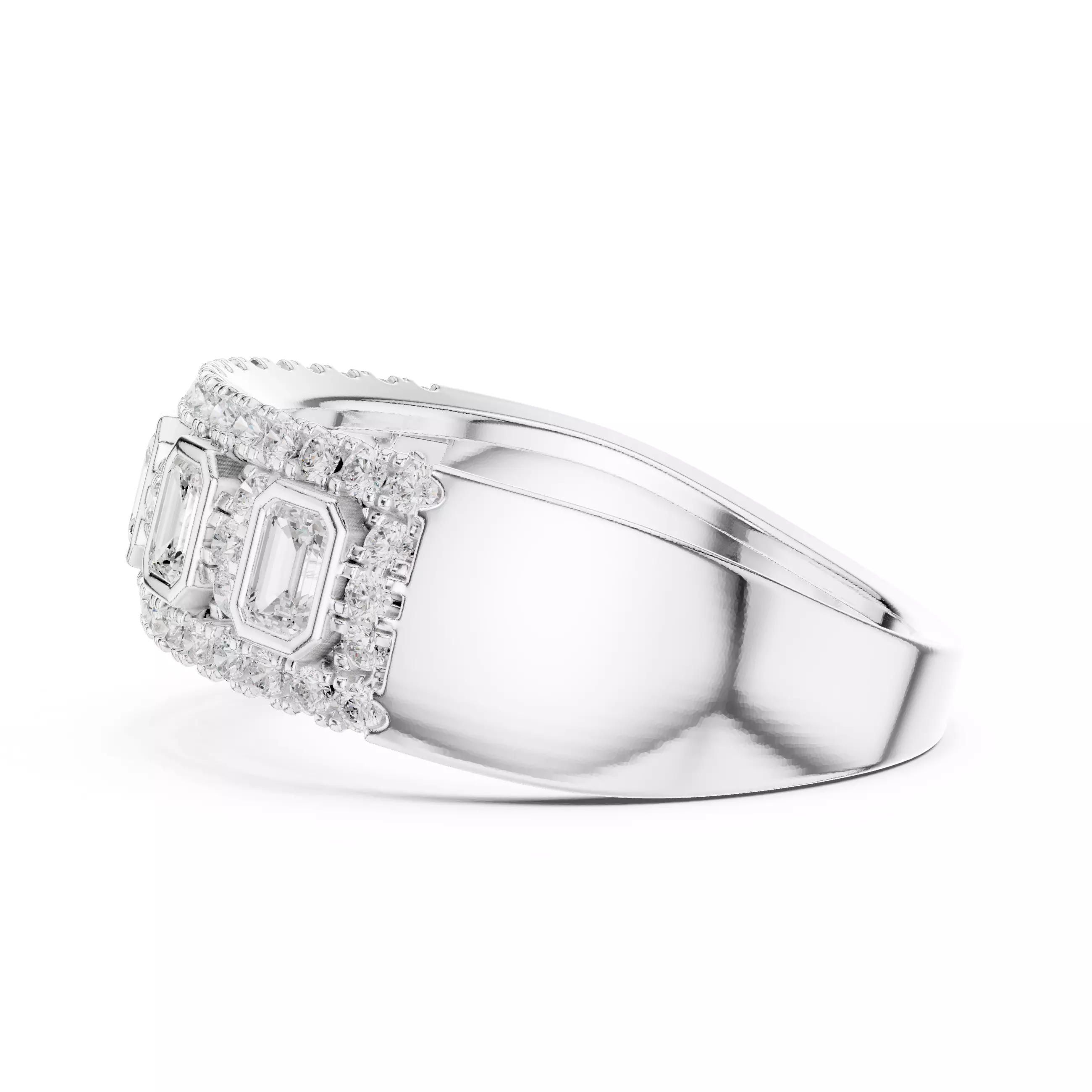 Emerald Bezel Set Diamond Engagement Wedding Ring 3DM STL Video 3D print model_11