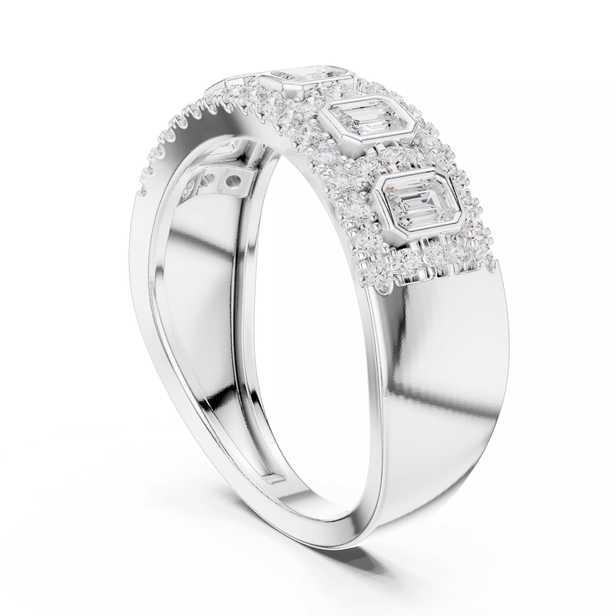 Emerald Bezel Set Diamond Engagement Wedding Ring 3DM STL Video 3D print model_9