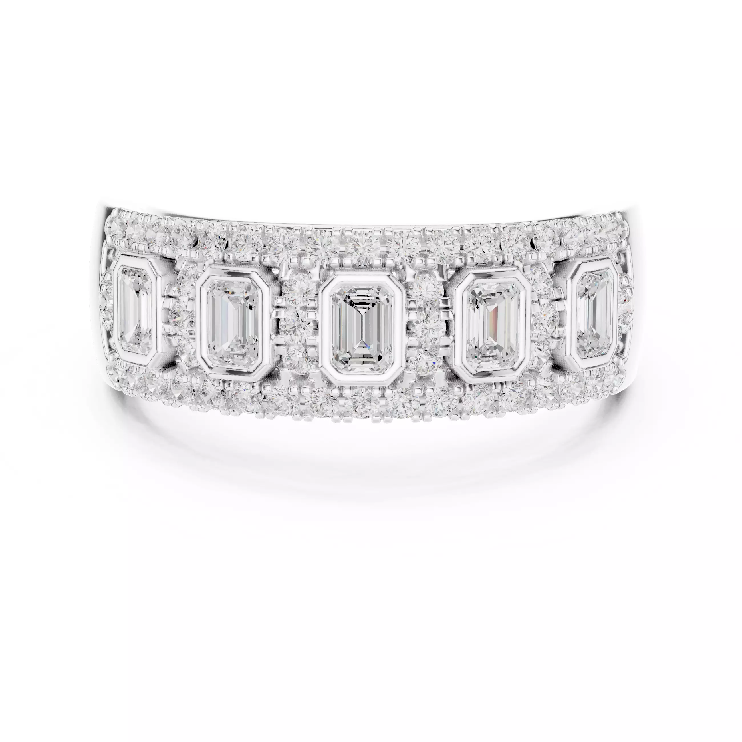 Emerald Bezel Set Diamond Engagement Wedding Ring 3DM STL Video 3D print model_2