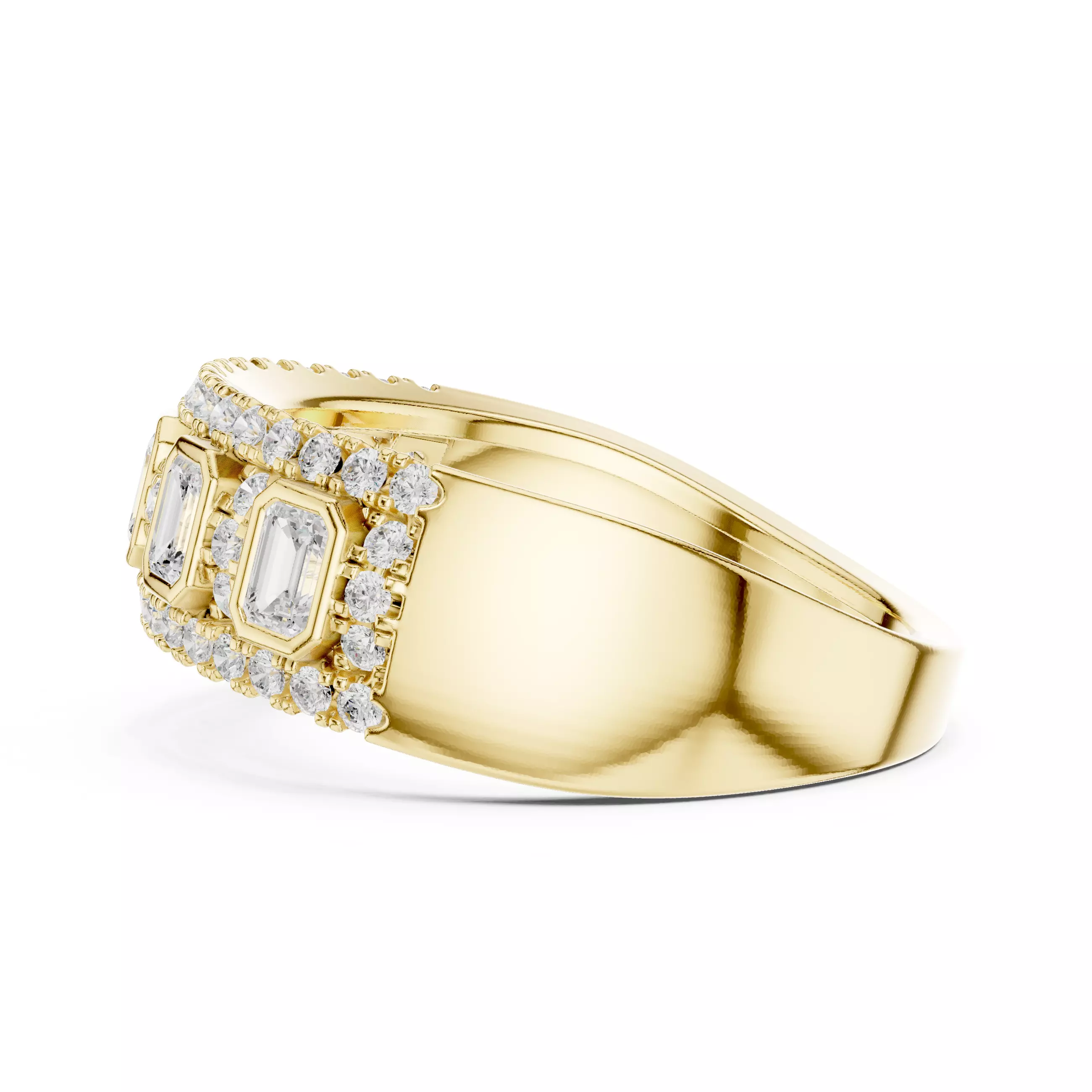 Emerald Bezel Set Diamond Engagement Wedding Ring 3DM STL Video 3D print model_8