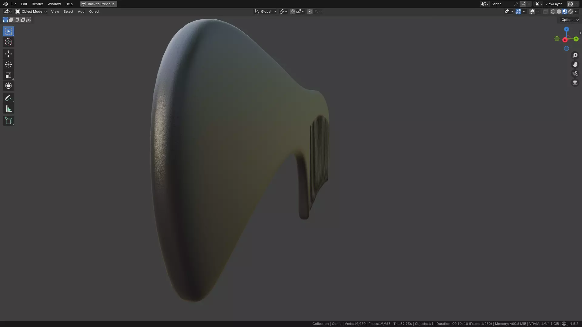 Wide teeth hair comb Low-poly 3D model_17