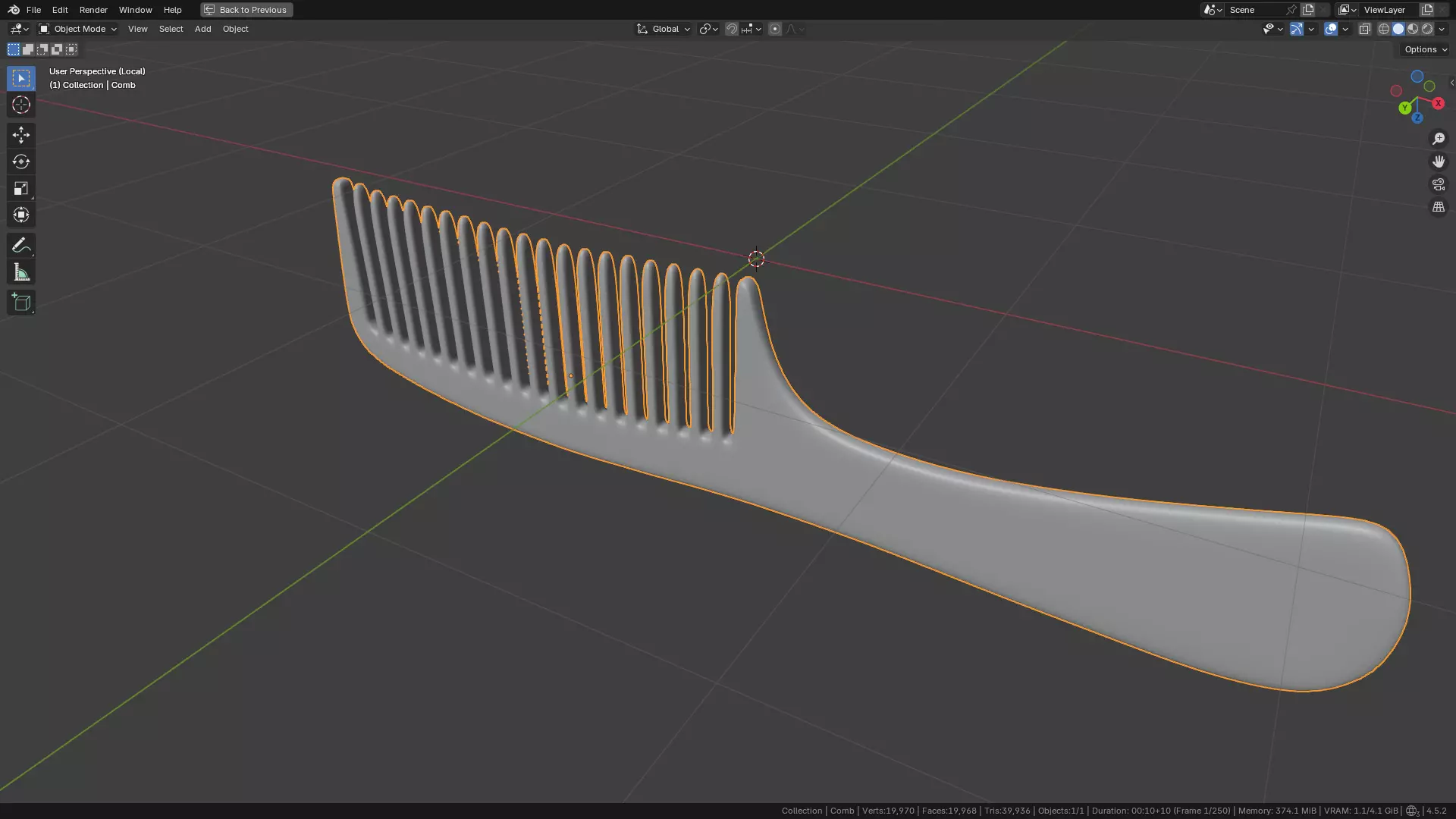 Wide teeth hair comb Low-poly 3D model_7