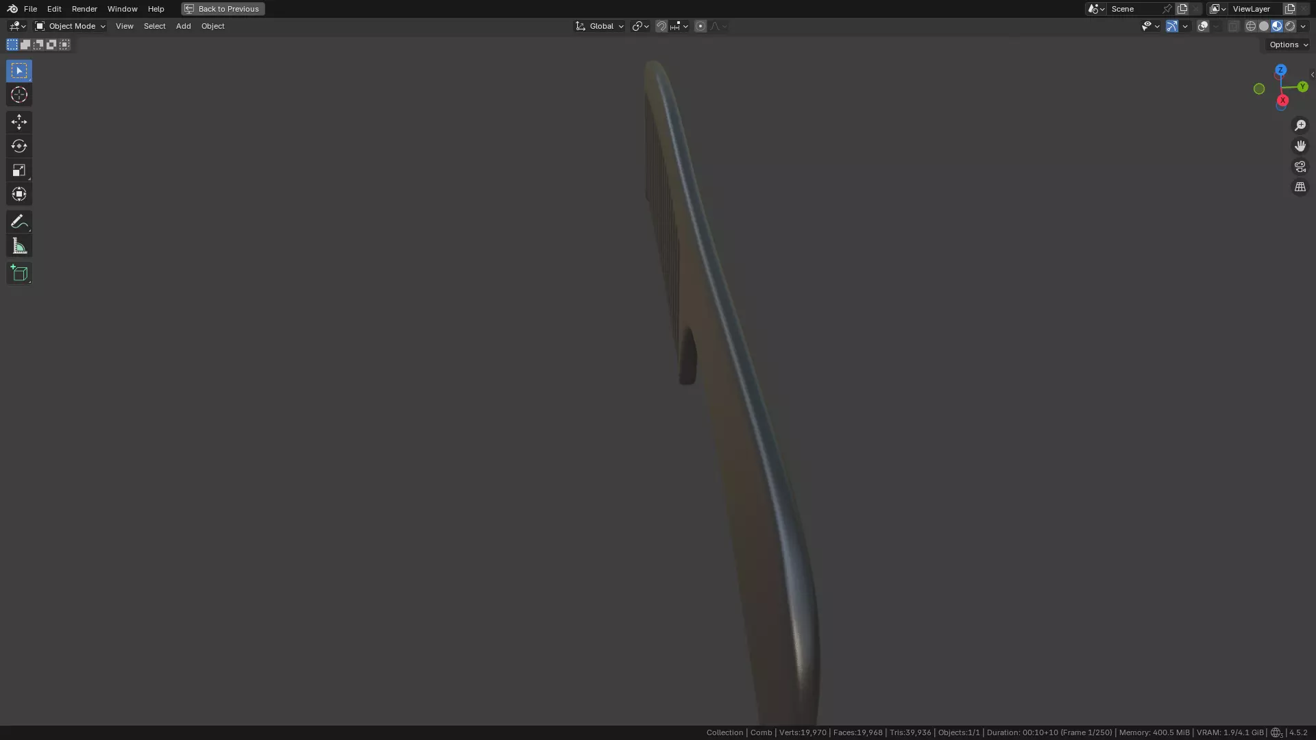 Wide teeth hair comb Low-poly 3D model_23