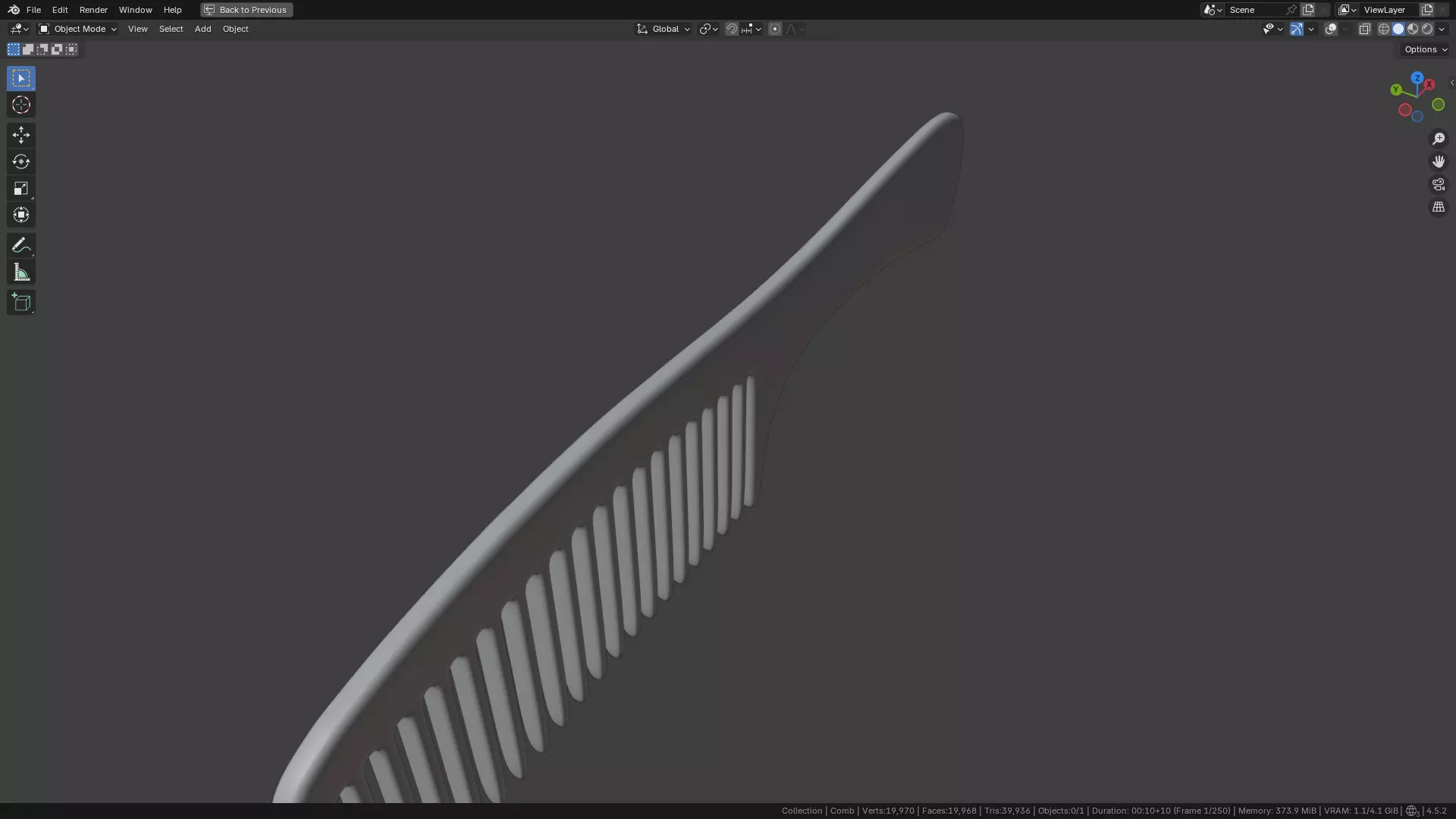 Wide teeth hair comb Low-poly 3D model_13