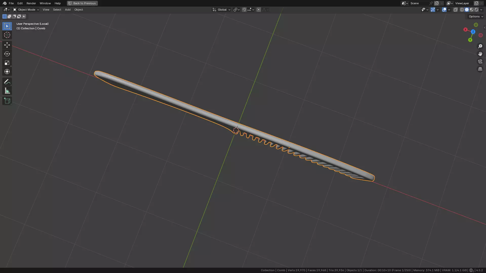 Wide teeth hair comb Low-poly 3D model_5