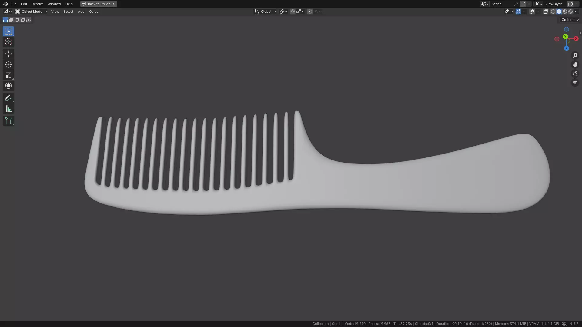 Wide teeth hair comb Low-poly 3D model_8