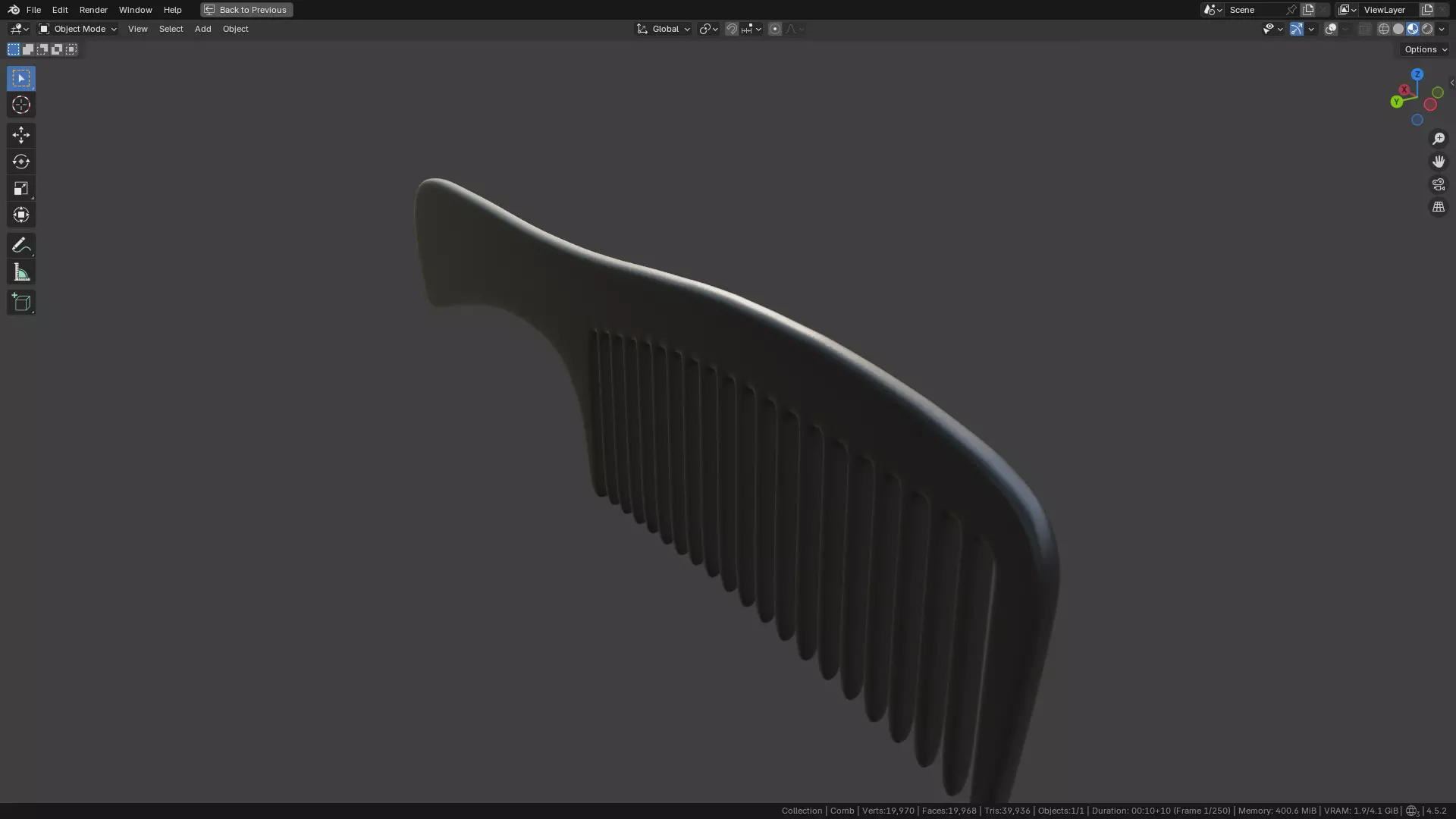 Wide teeth hair comb Low-poly 3D model_26