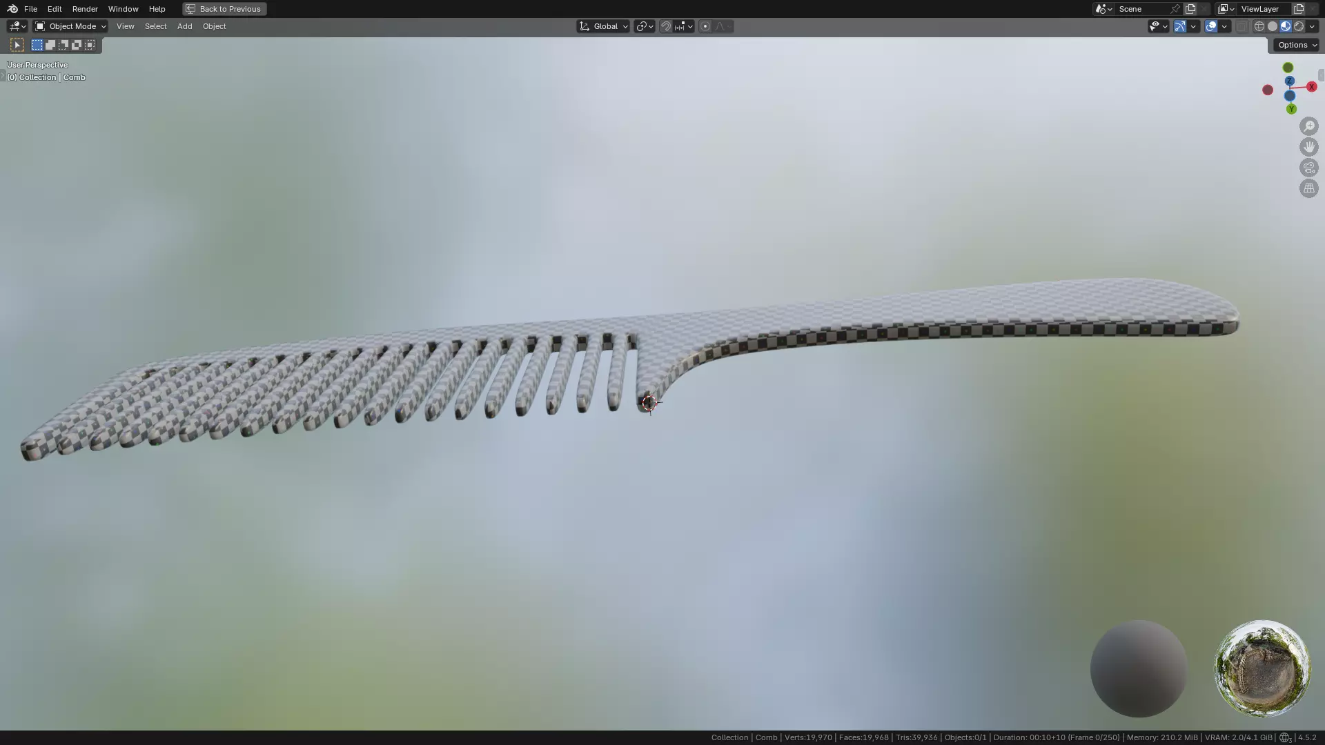 Wide teeth hair comb Low-poly 3D model_43