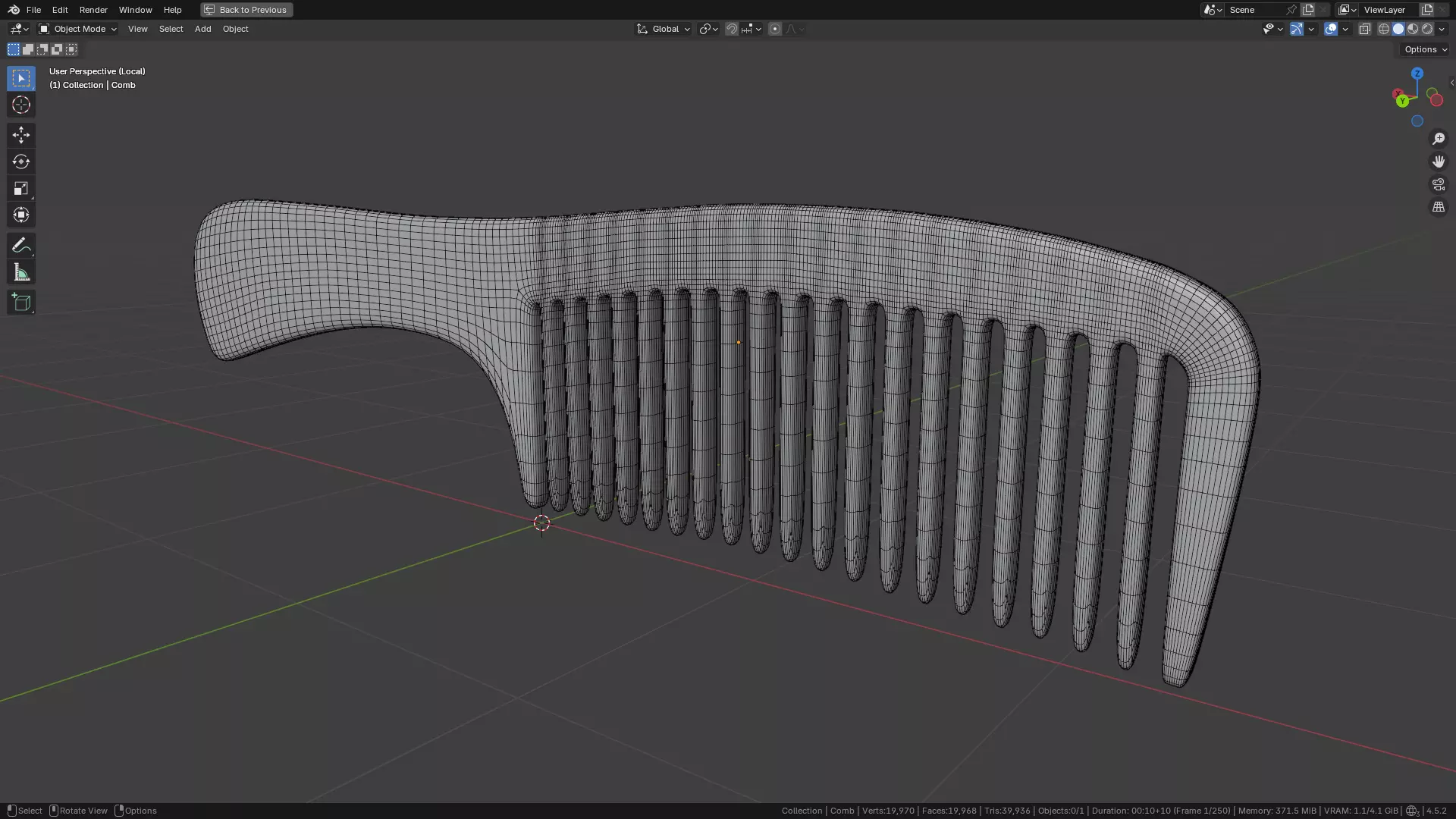 Wide teeth hair comb Low-poly 3D model_28