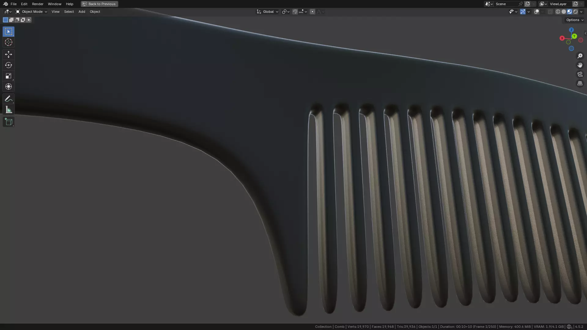Wide teeth hair comb Low-poly 3D model_18