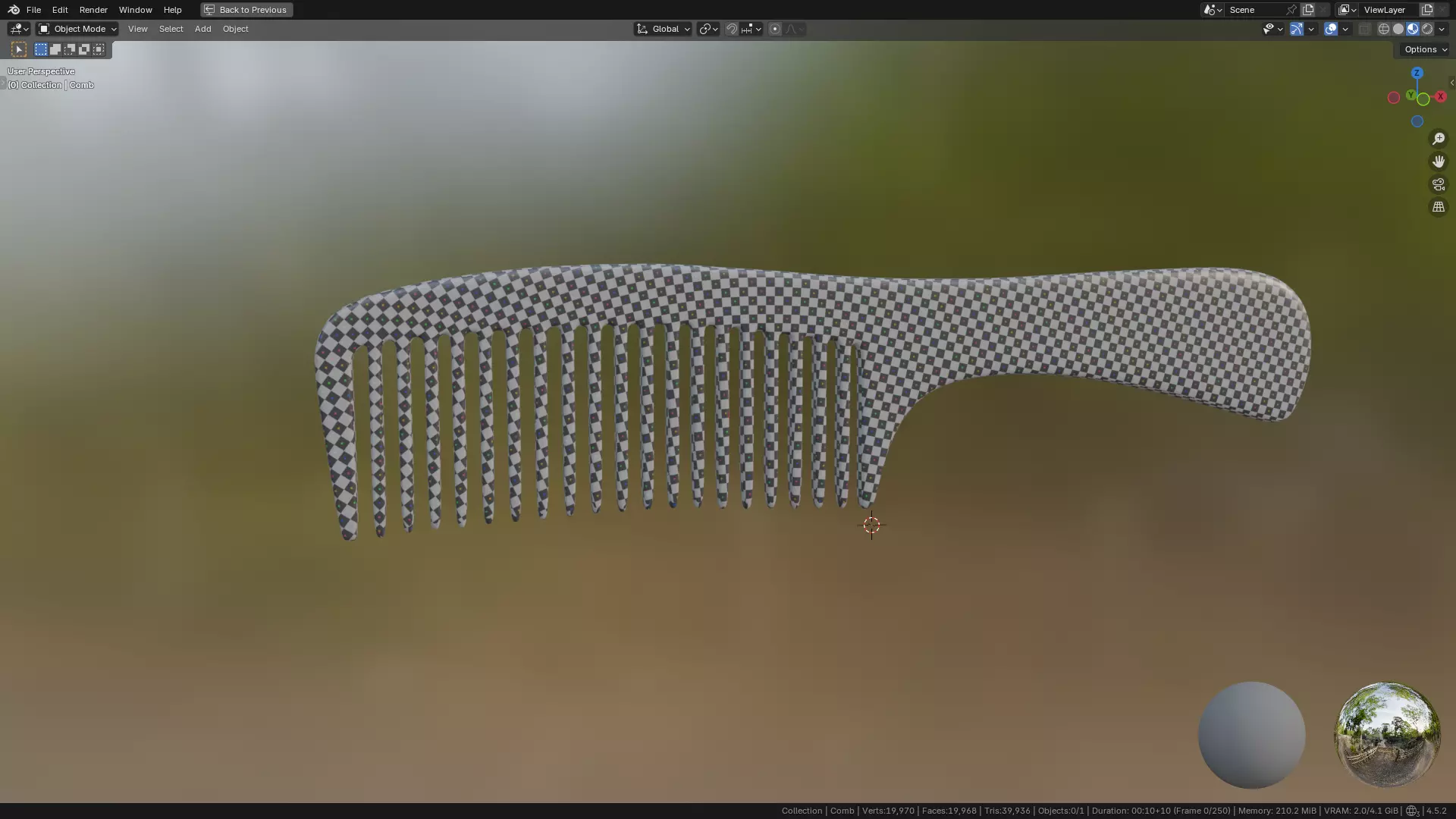 Wide teeth hair comb Low-poly 3D model_38