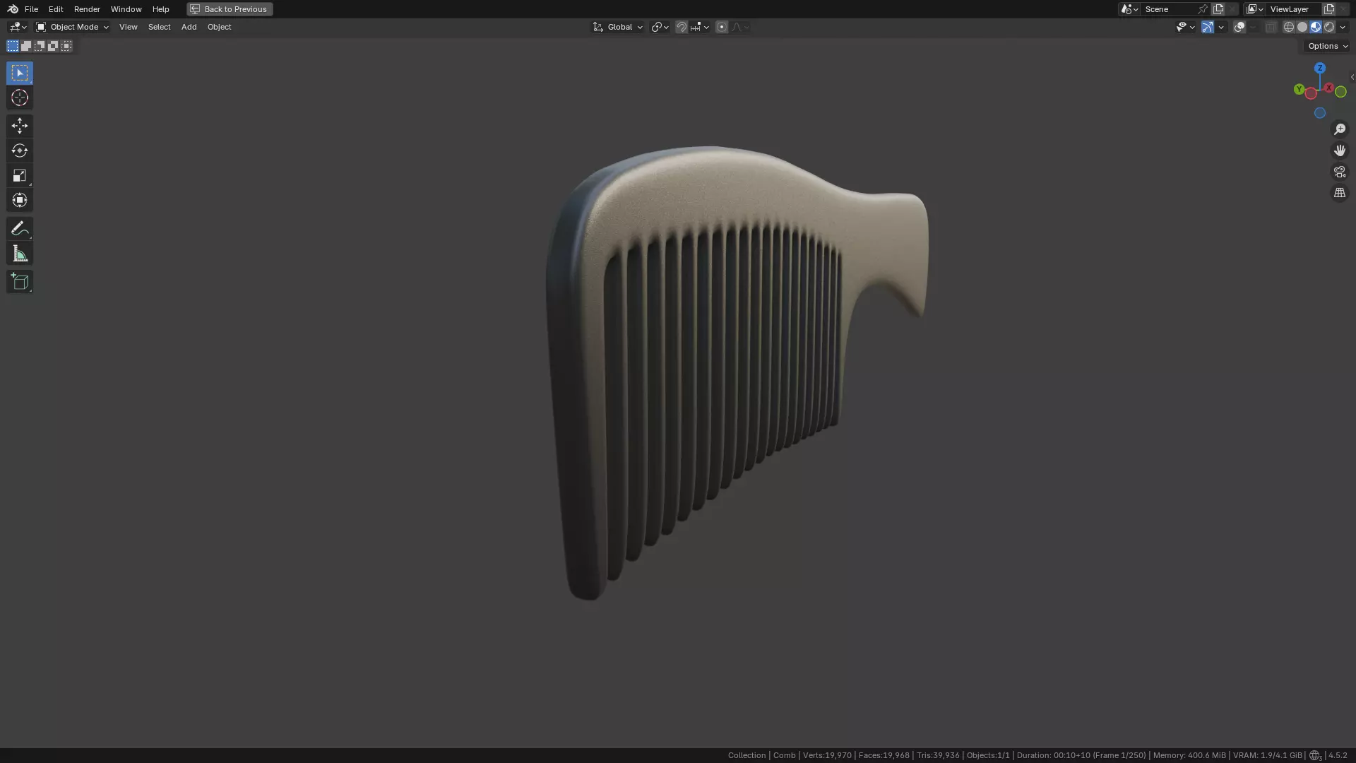 Wide teeth hair comb Low-poly 3D model_19