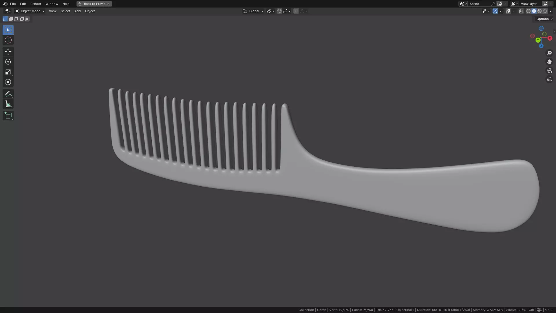 Wide teeth hair comb Low-poly 3D model_11