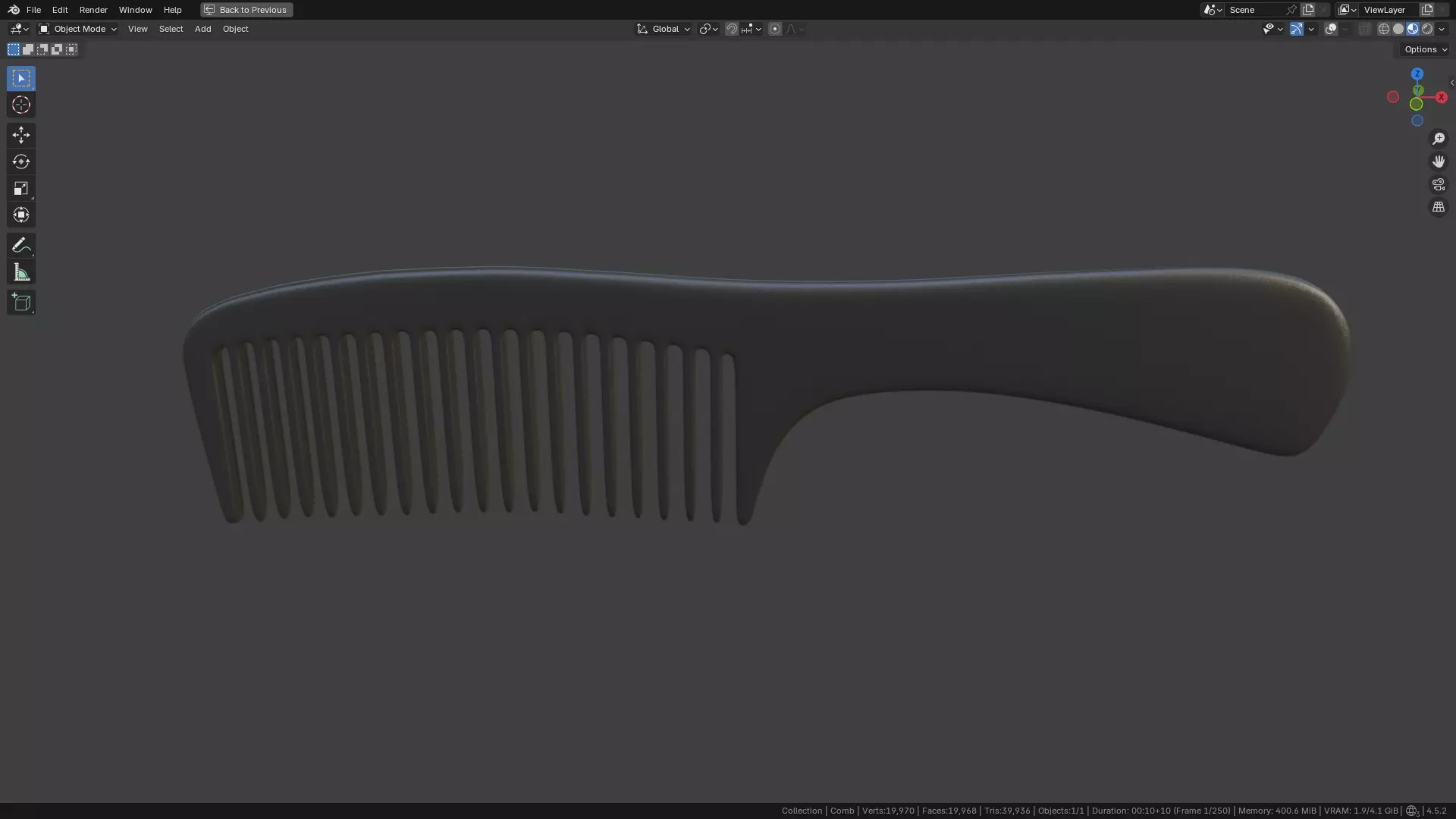 Wide teeth hair comb Low-poly 3D model_16