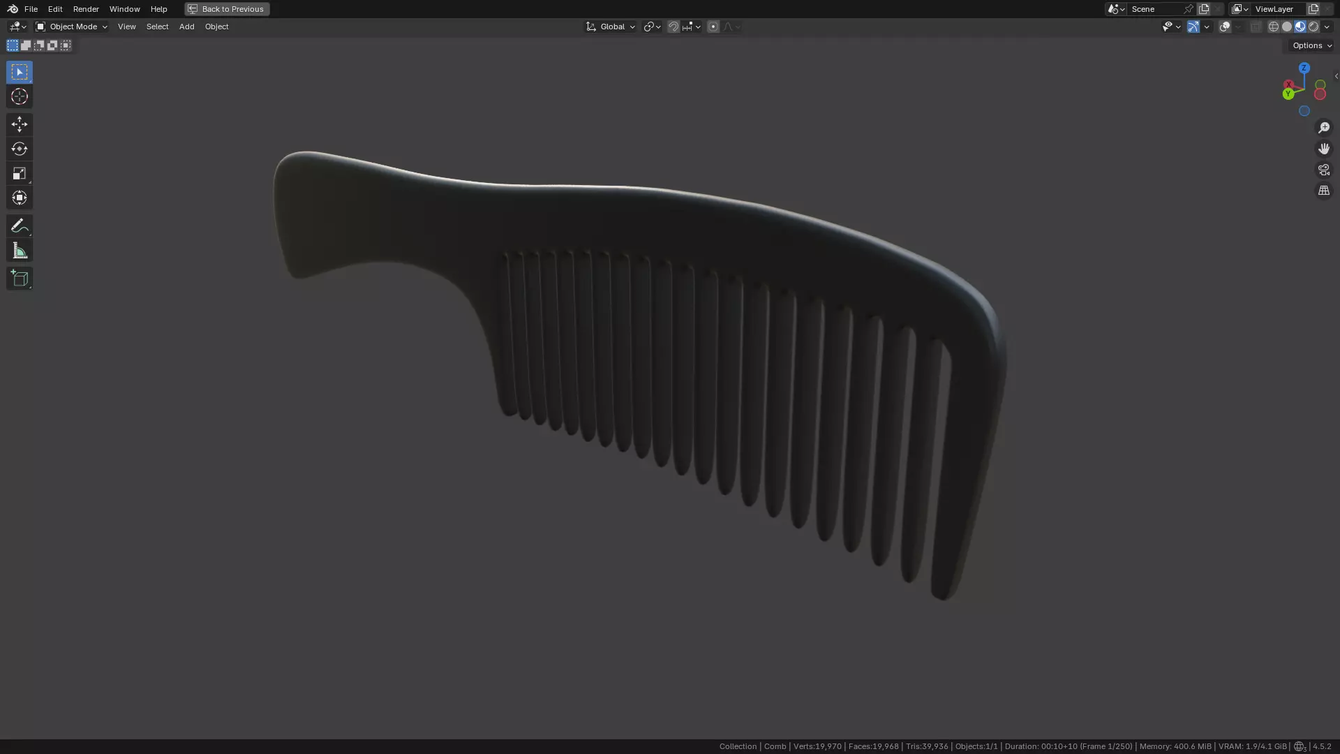 Wide teeth hair comb Low-poly 3D model_21